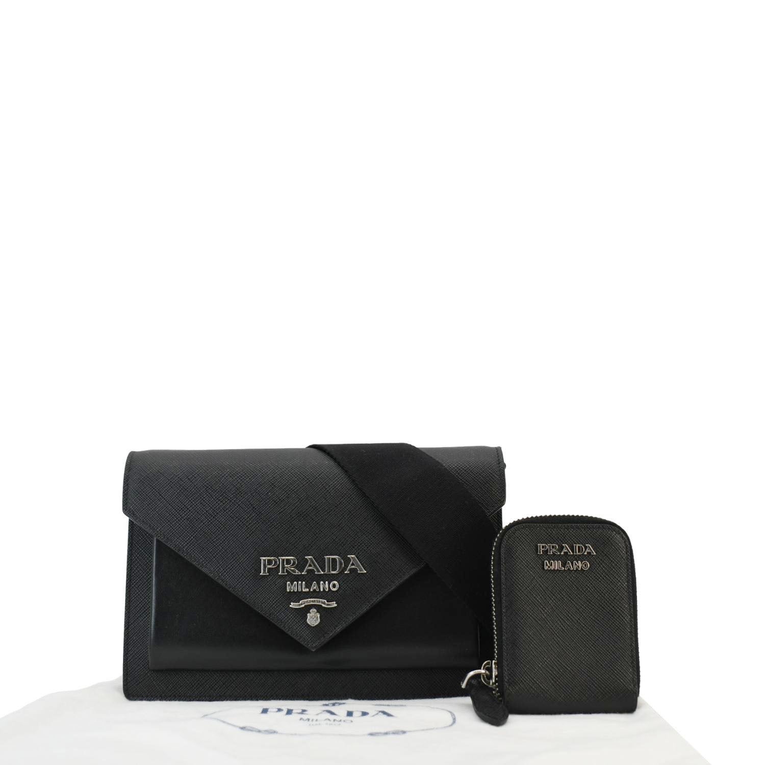 City Envelope Saffiano Crossbody Bag Leather Black
