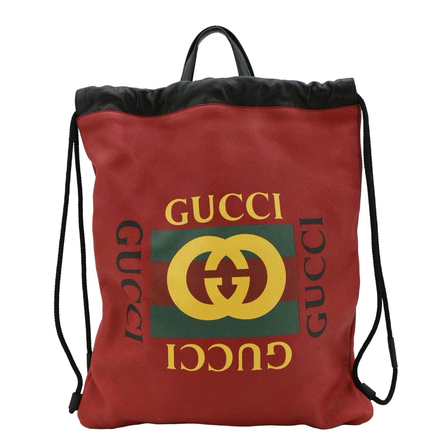 Gucci Drawstring Tote Bag Leather Red Jewelry