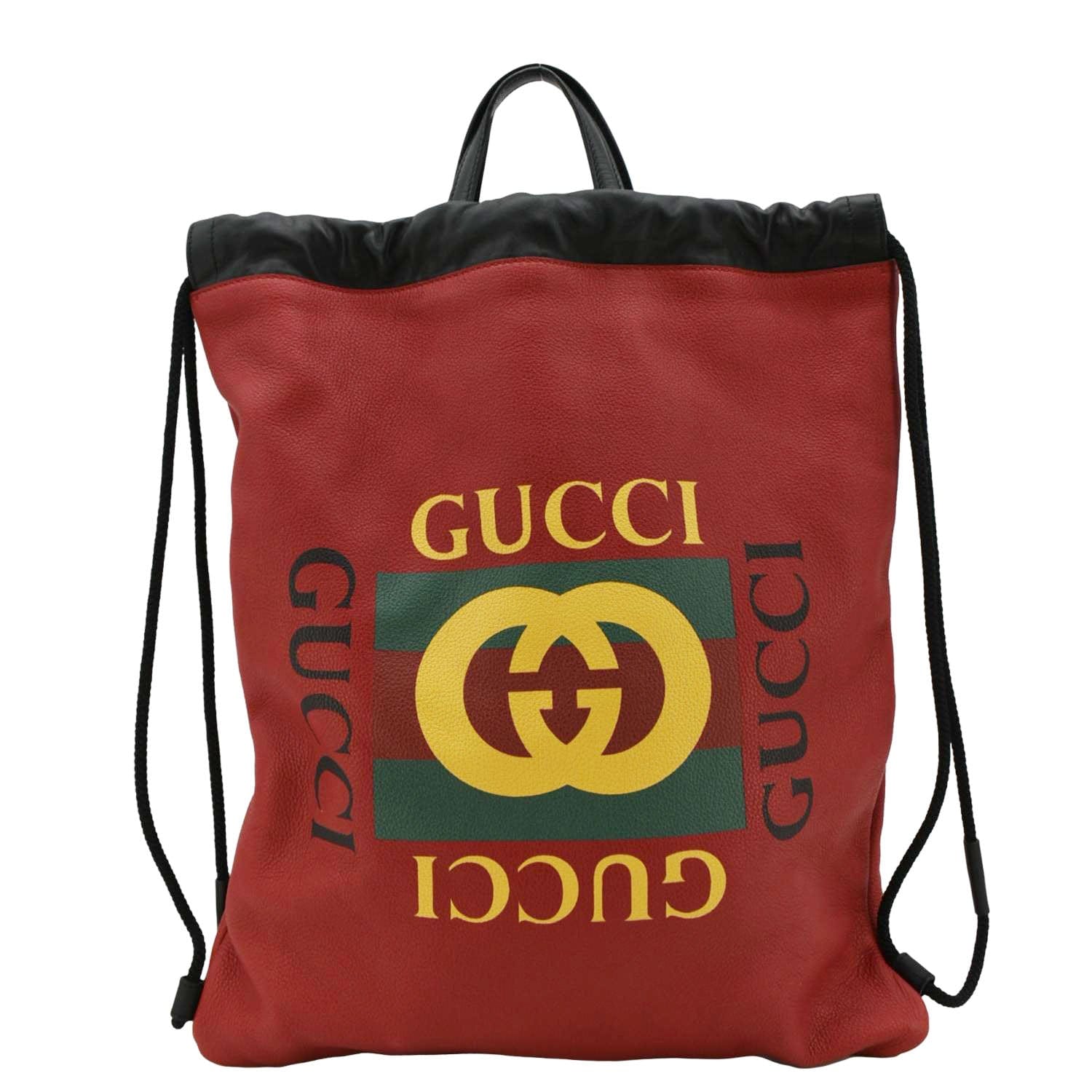 Gucci Drawstring Tote Bag Leather Red Jewelry