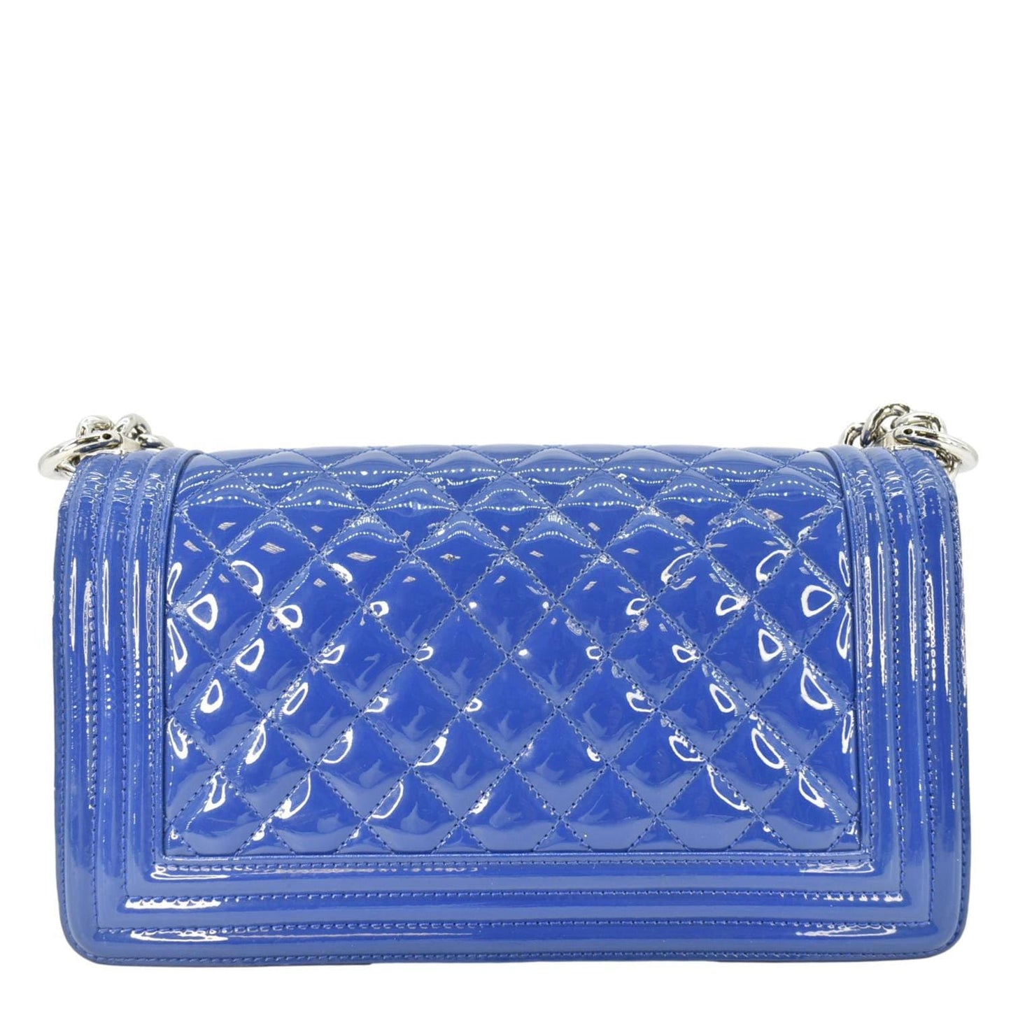 Chanel Boy Flap Plexiglass Patent Leather Blue Travel Bag