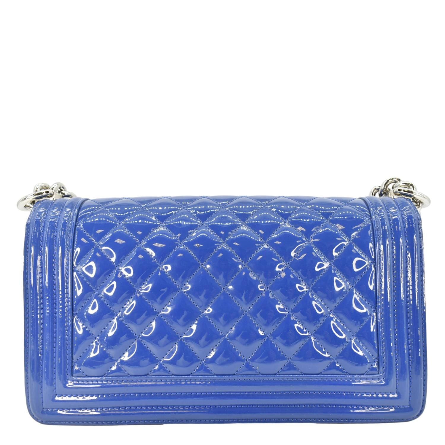 Chanel Boy Flap Plexiglass Patent Leather Blue Travel Bag
