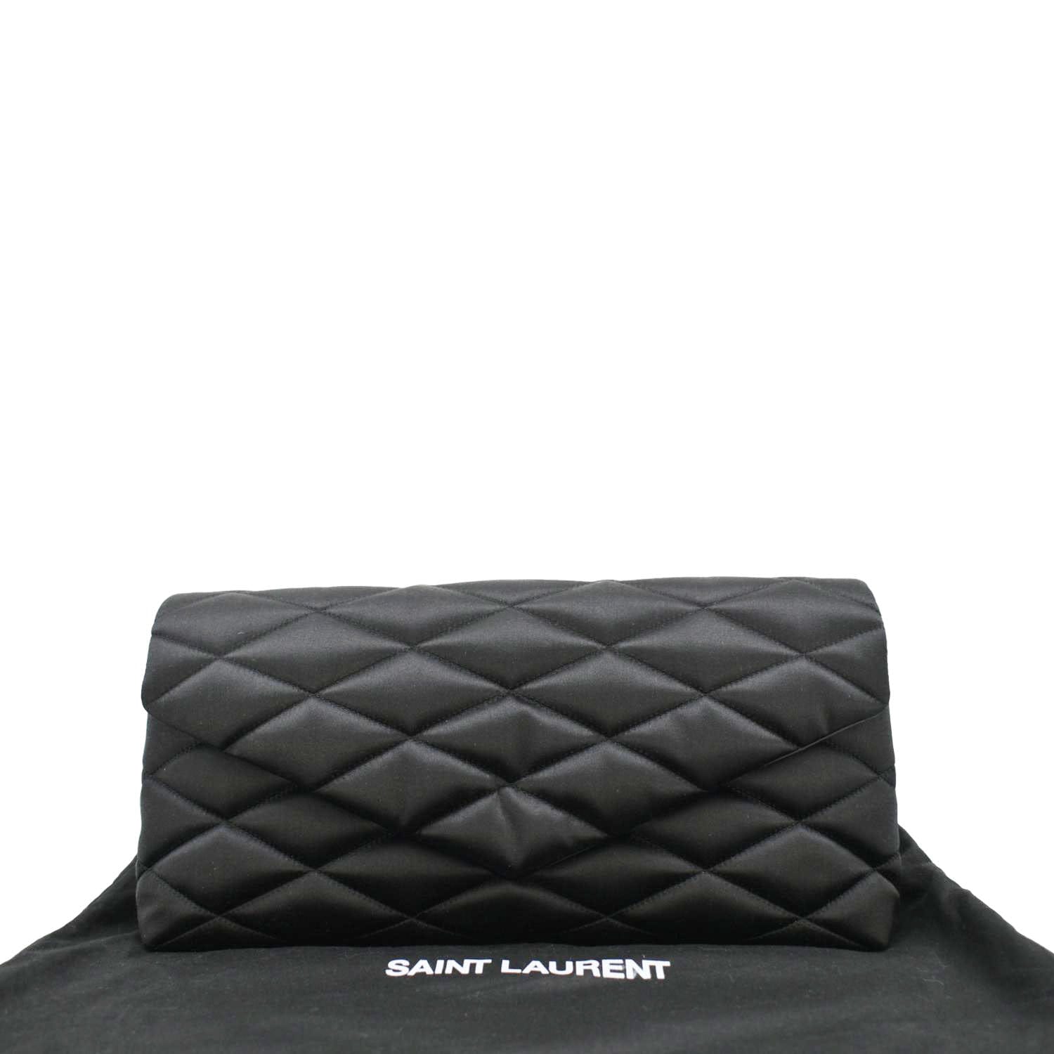 YSL Saint Laurent Yves Sade Clutch Satin Black Large Clutch Bag