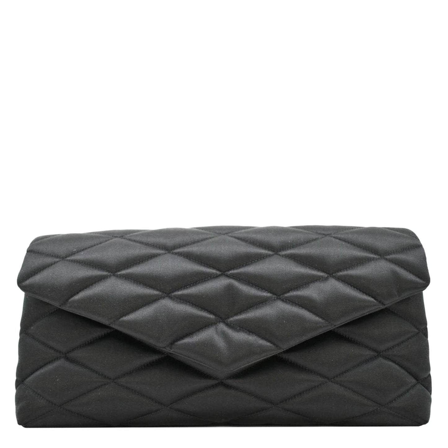YSL Saint Laurent Yves Sade Clutch Satin Black Large Clutch Bag