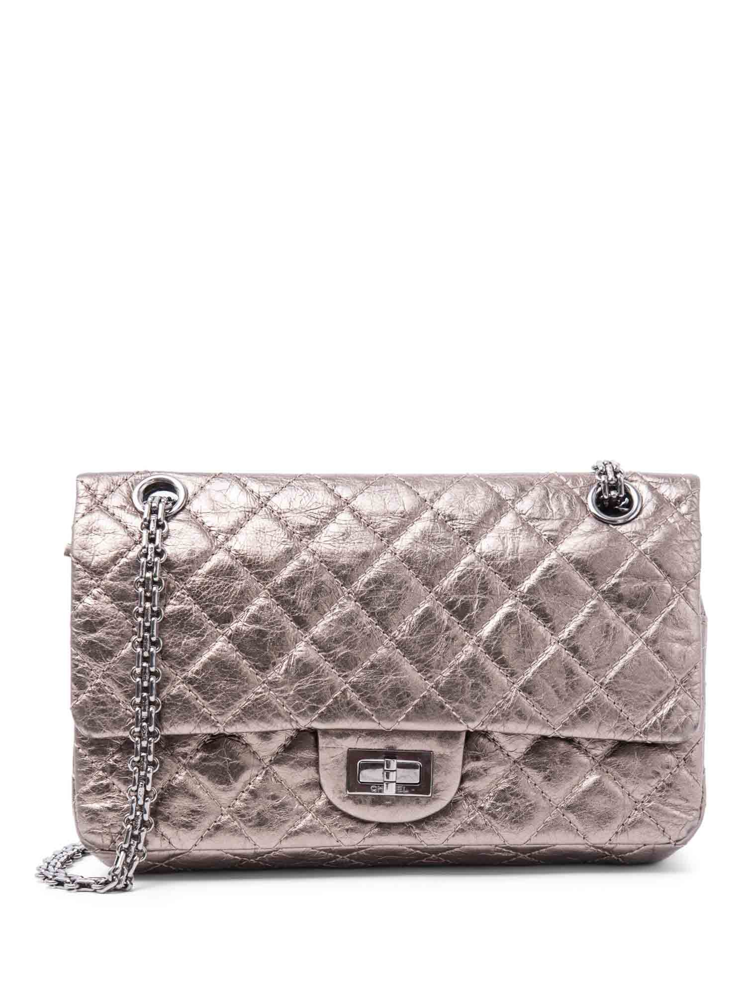Chanel . Leather Reissue Medium Double Flap Bag Taupe