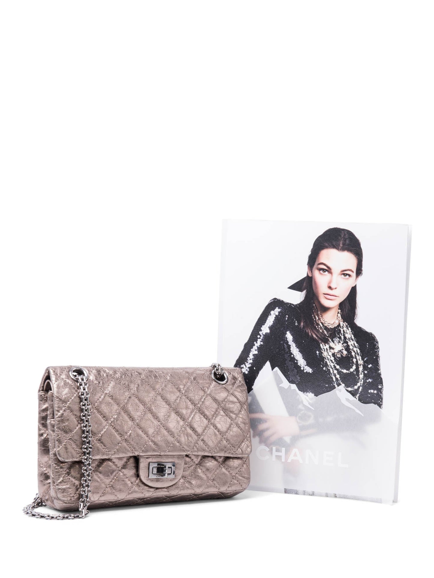 Chanel . Leather Reissue Medium Double Flap Bag Taupe