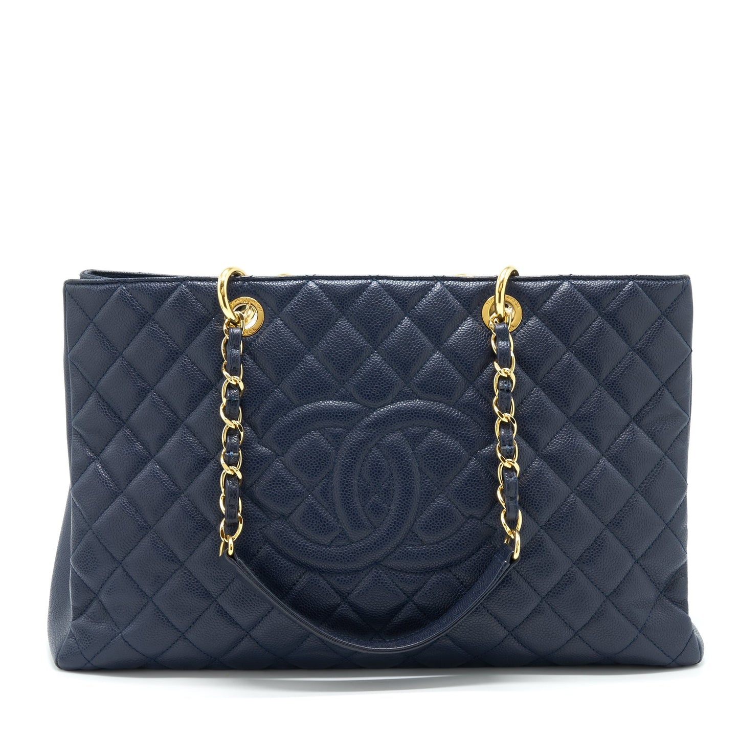 Chanel Grand Shopping XL Caviar Navy GHW Tote Bag