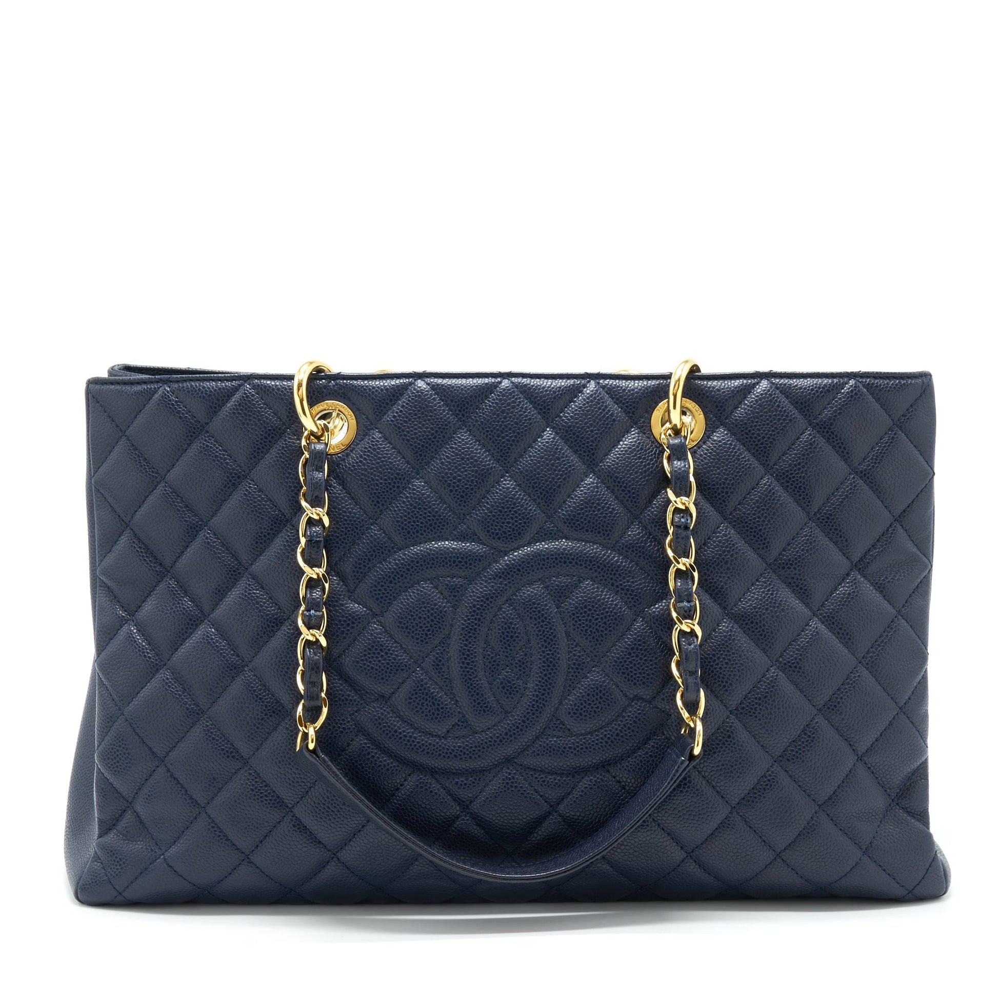 Chanel Grand Shopping XL Caviar Navy GHW Tote Bag