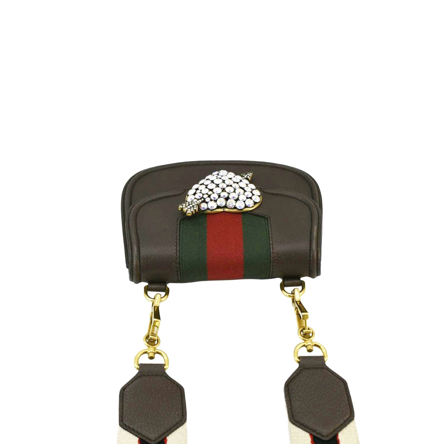 Gucci Jeweled Heart Totem Crossbody Bag Leather Brown Totem 500756