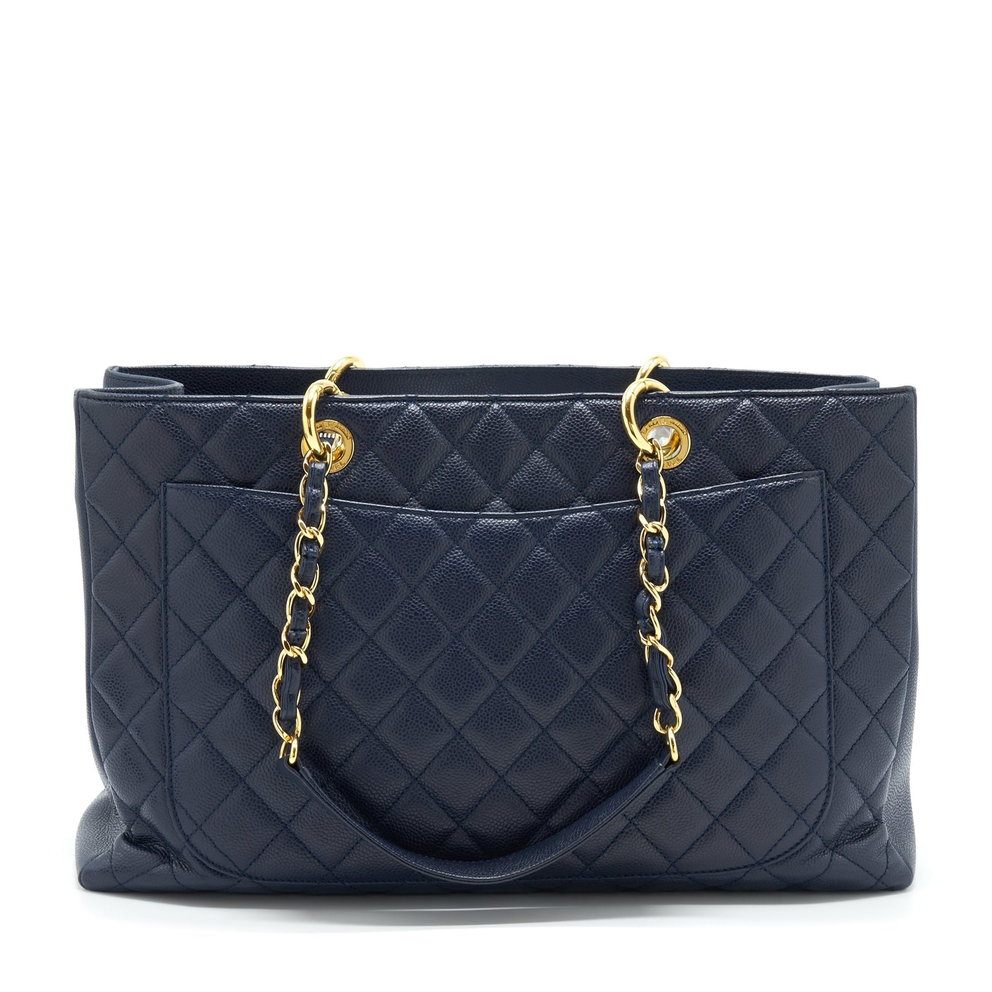 Chanel Grand Shopping XL Caviar Navy GHW Tote Bag