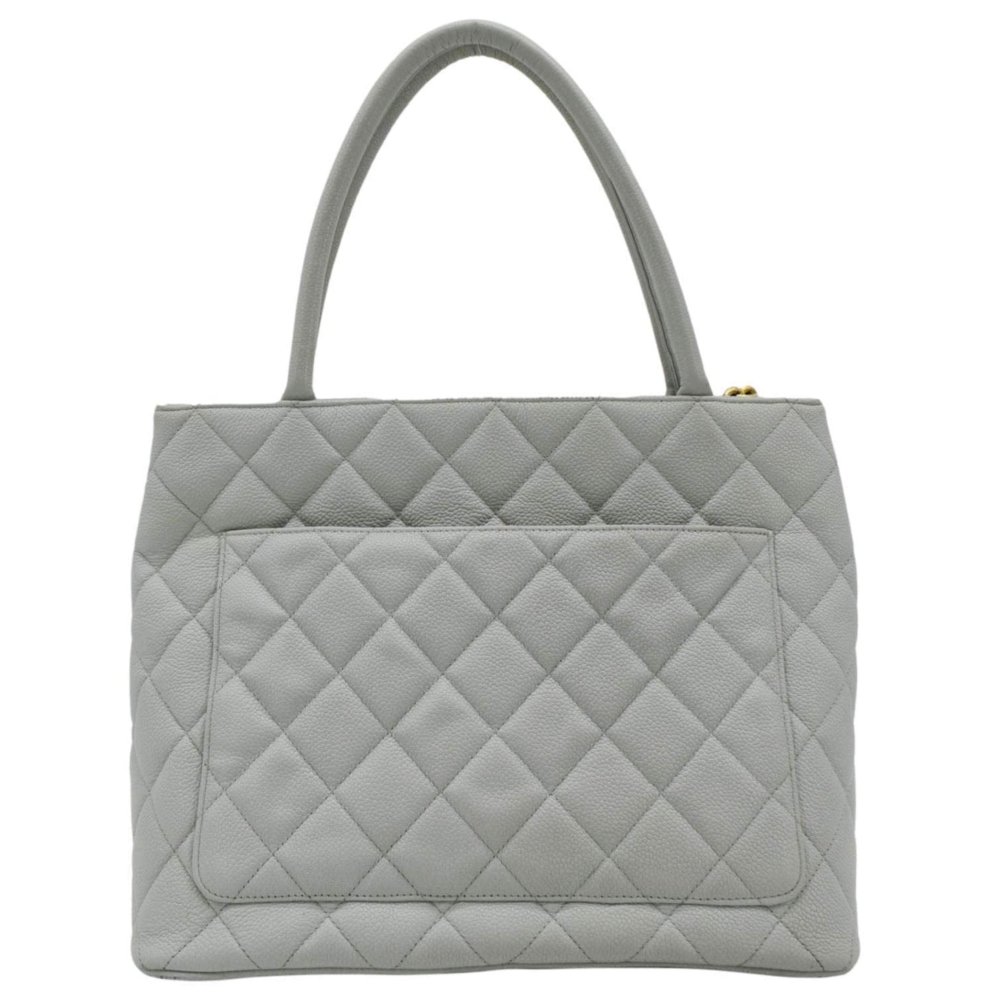 Chanel Medallion Quilted Caviar Light Leather White Blue Travel Bag