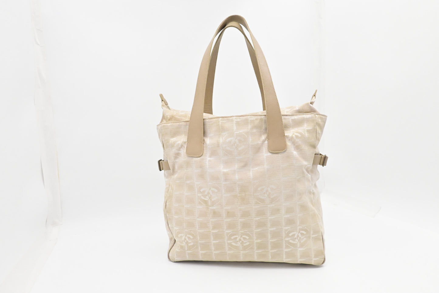 Chanel New Line Zip Beige Canvas Travel Bag