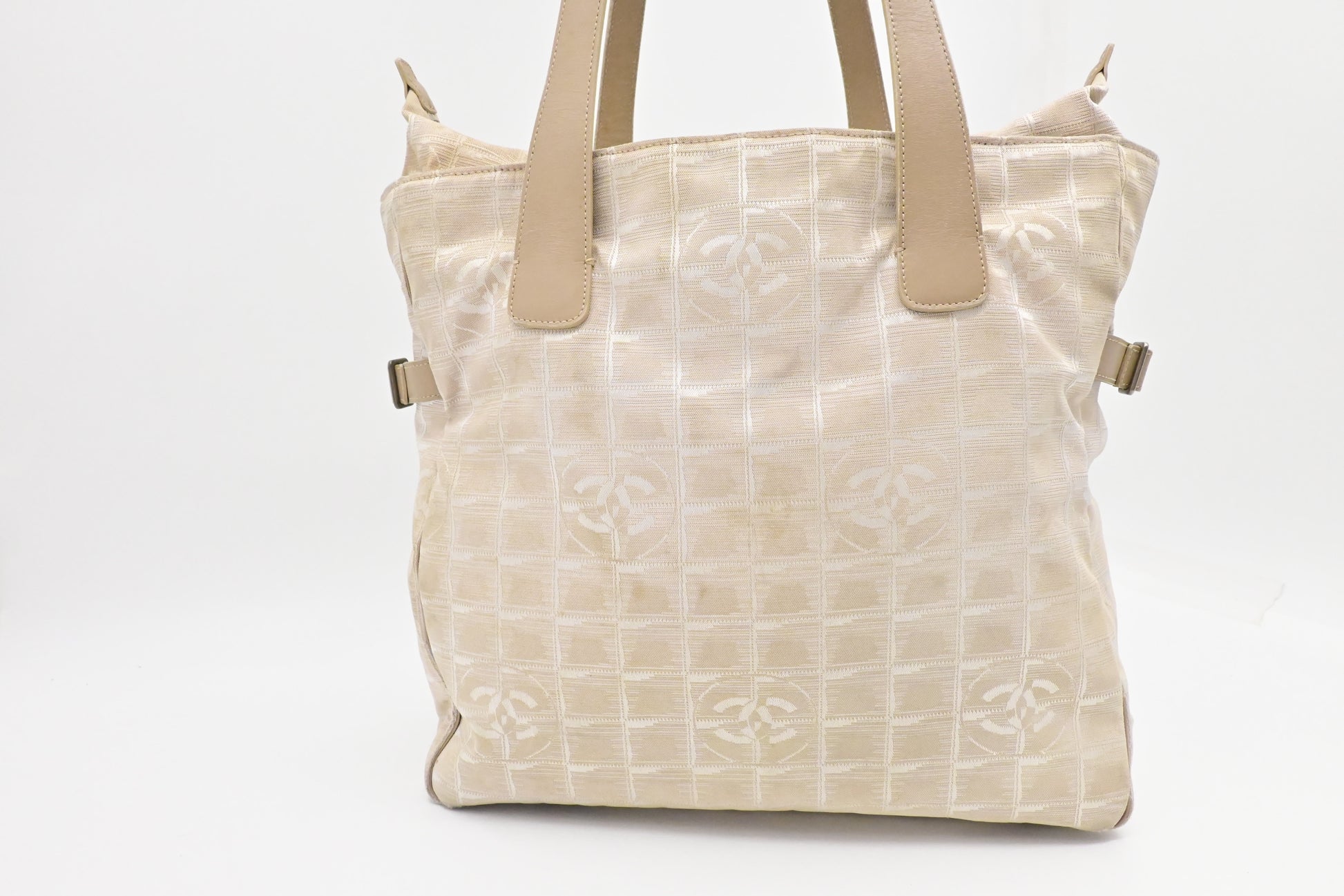 Chanel New Line Zip Beige Canvas Travel Bag