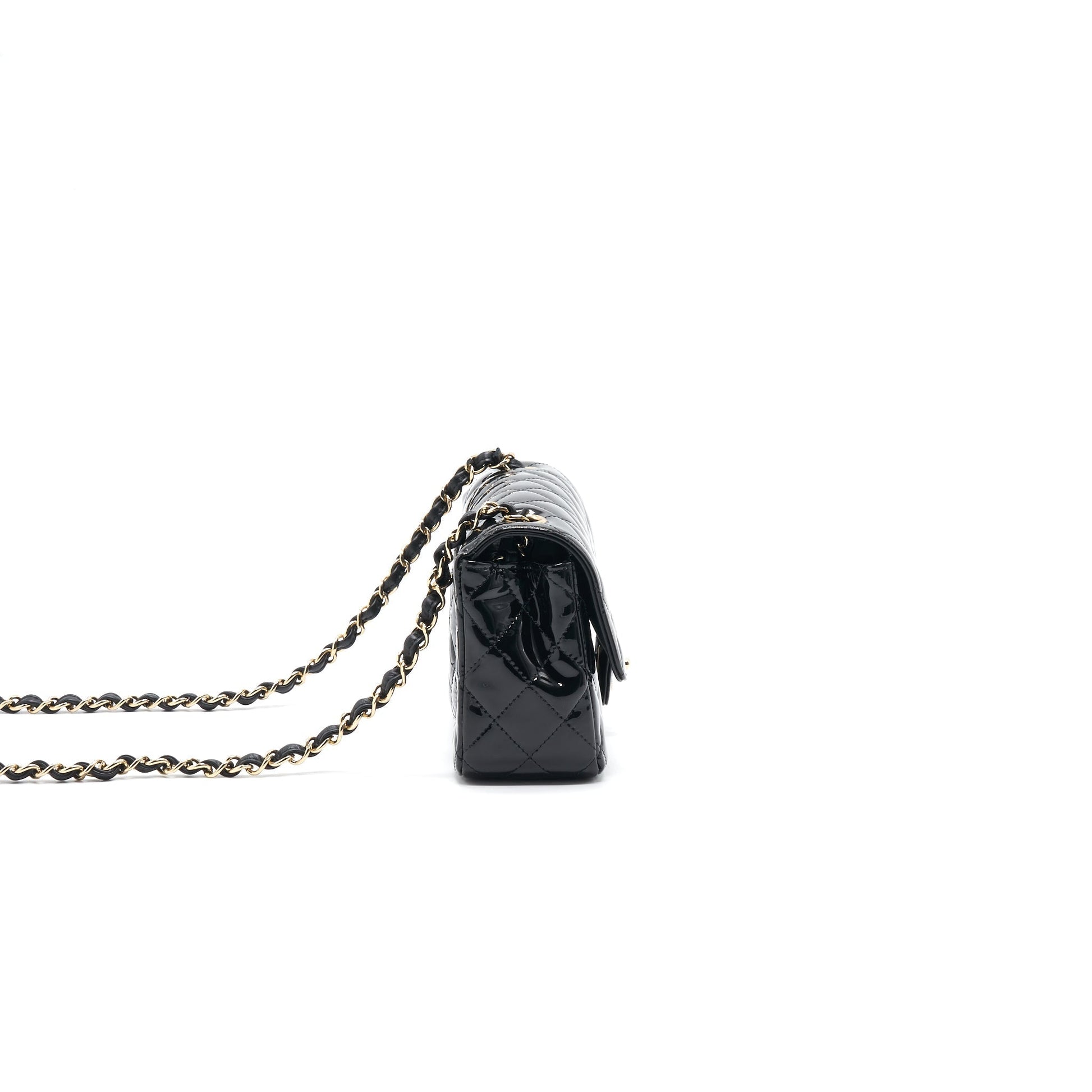 Chanel Mini Rectangular Flap Bag Patent Leather Black with LGHW