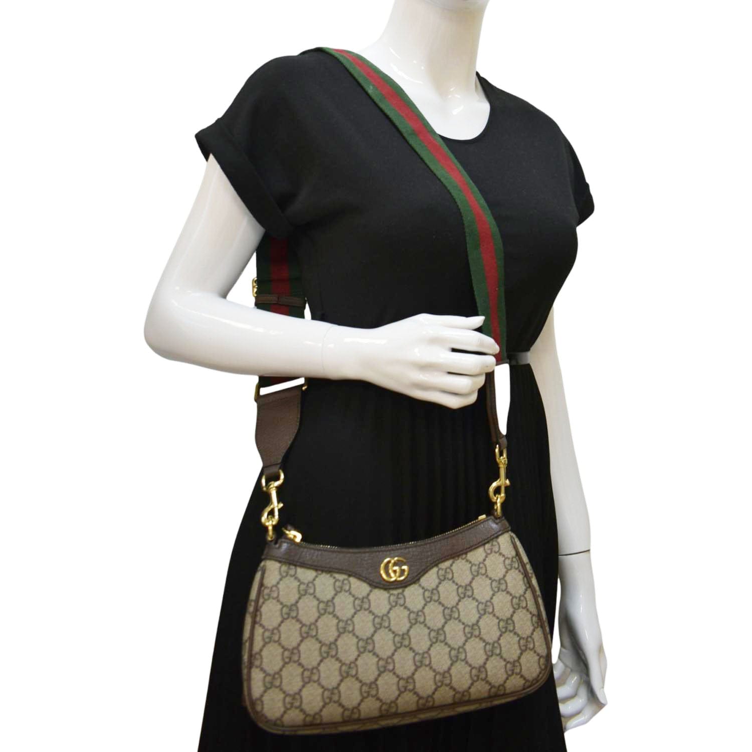 Gucci Ophidia Web Supreme Shoulder Bag Canvas Beige Small 735132
