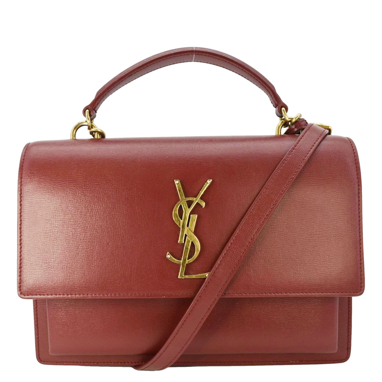 YSL Saint Laurent Yves Sunset Shoulder Bag Leather Red