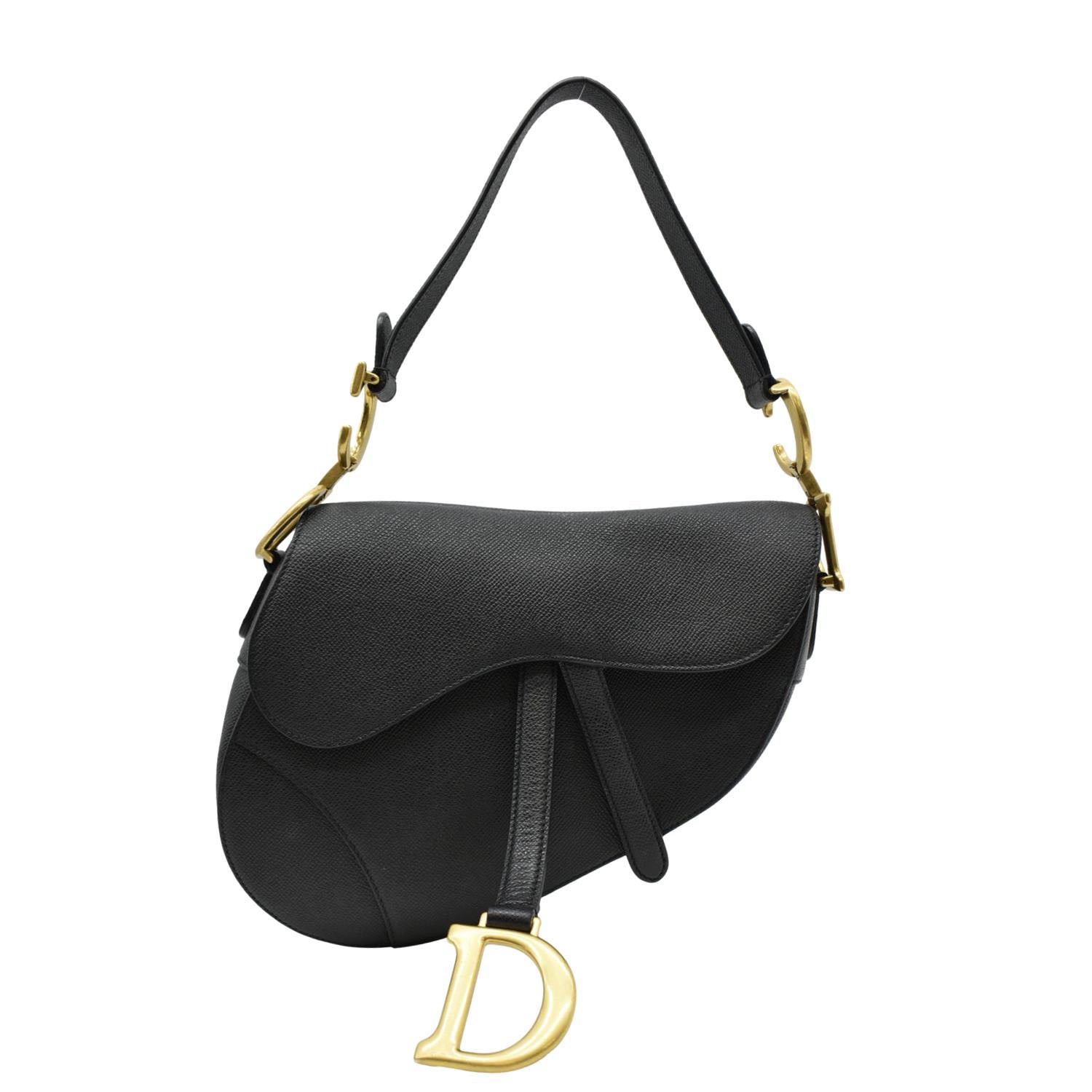 Dior Saddle Grained Satchel Shoulder Bag Leather Black Satchel Bag