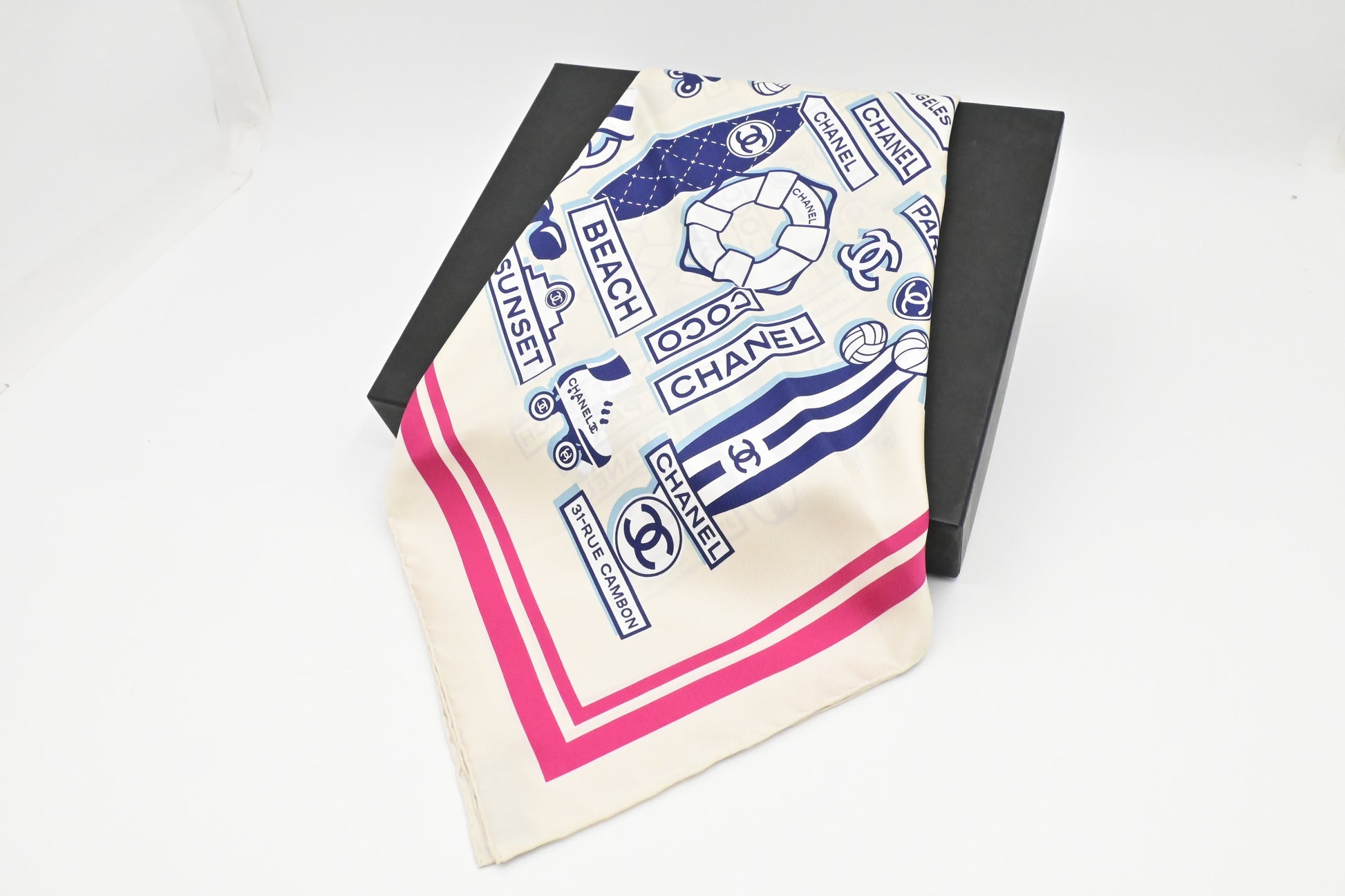 Chanel Beach Logo Scarf Silk