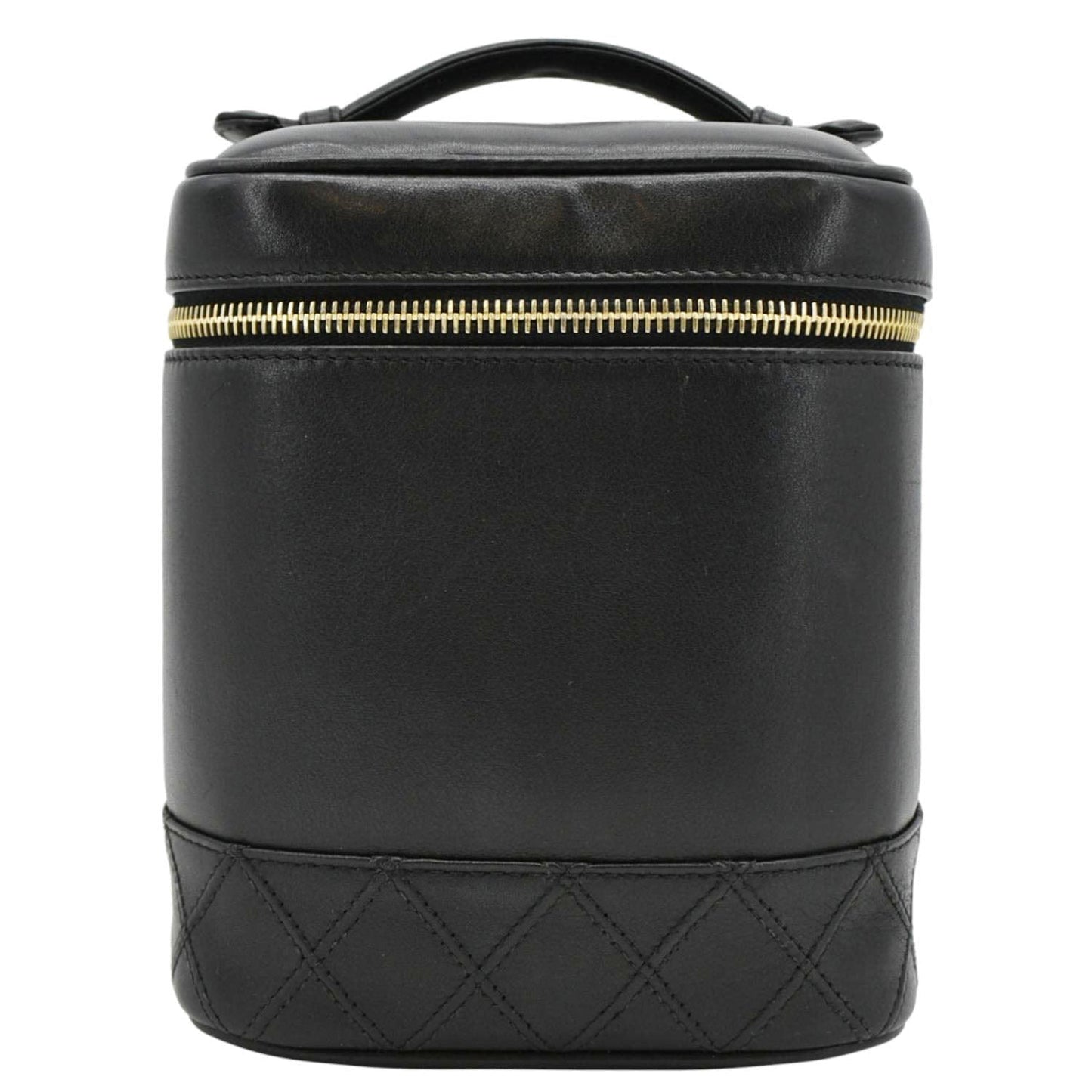 Chanel Vanity Cosmetic Leather Black Travel Bag