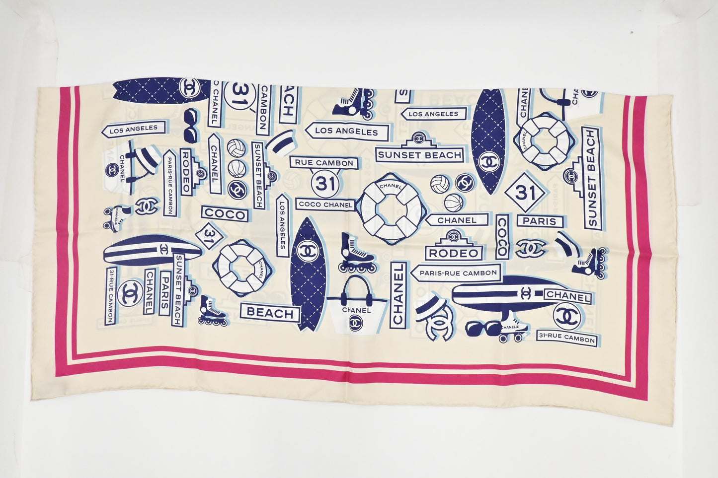 Chanel Beach Logo Scarf Silk