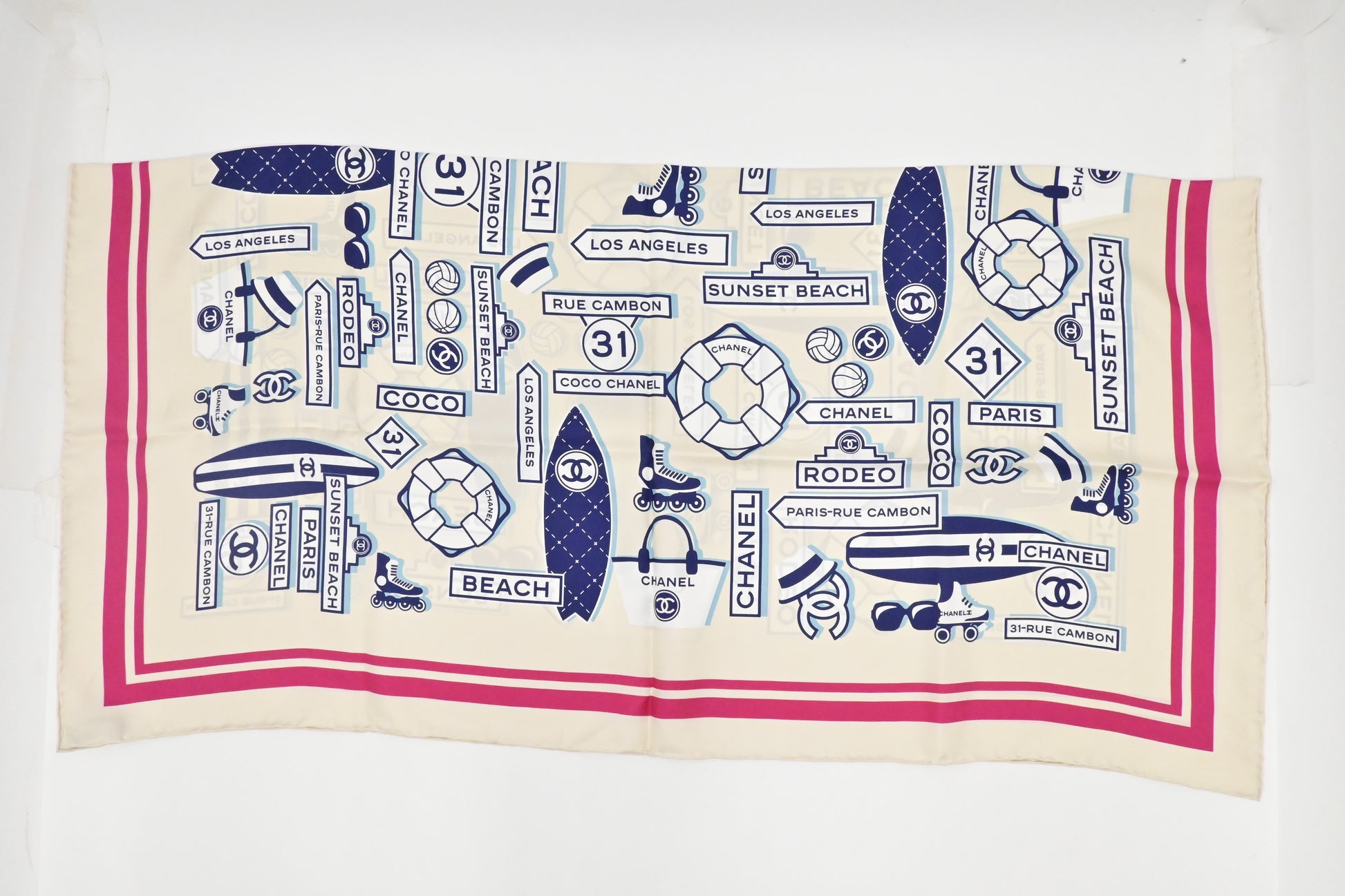 Chanel Beach Logo Scarf Silk