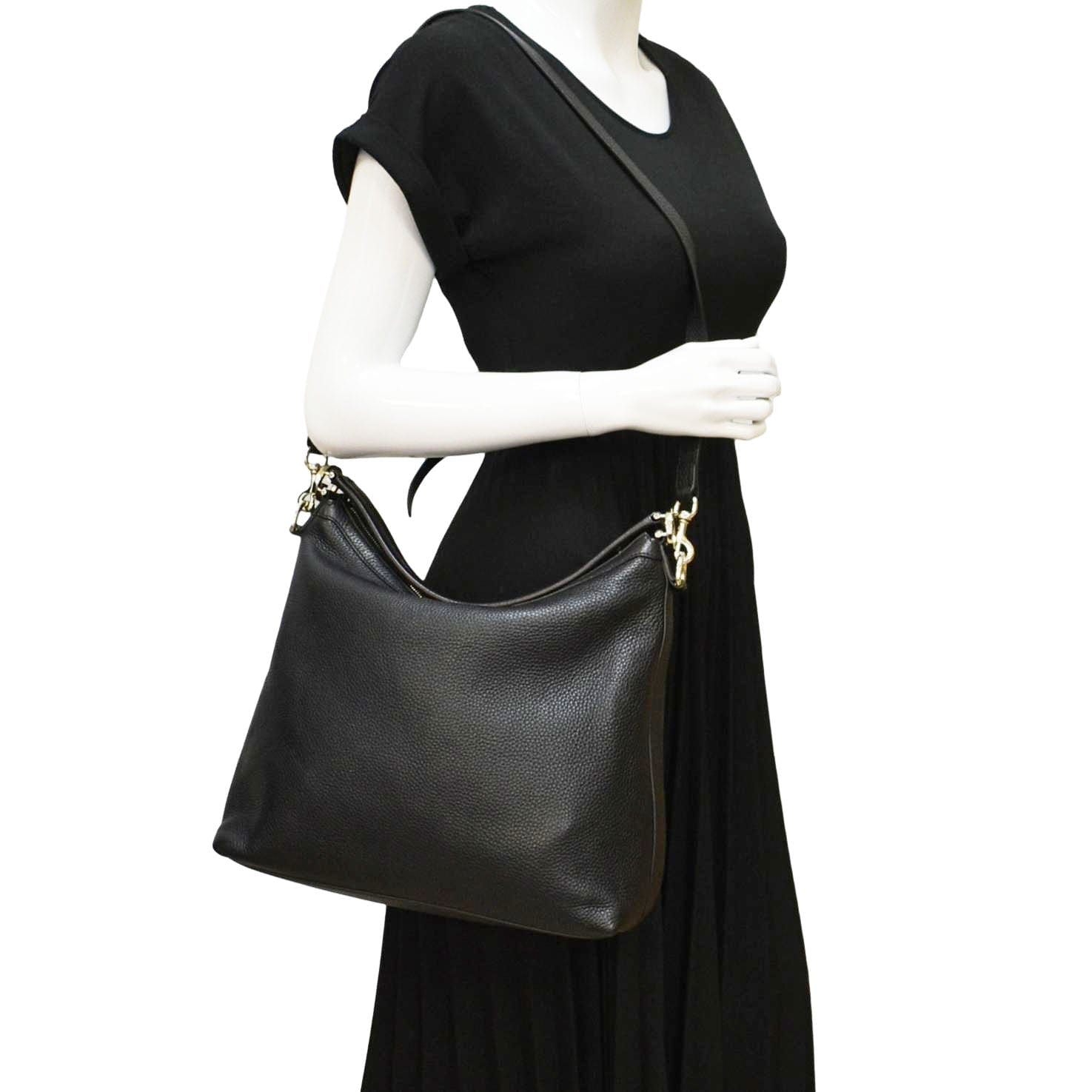 Gucci Miss Original Pebbled Calfskin Hobo Bag Leather Black Travel Bag