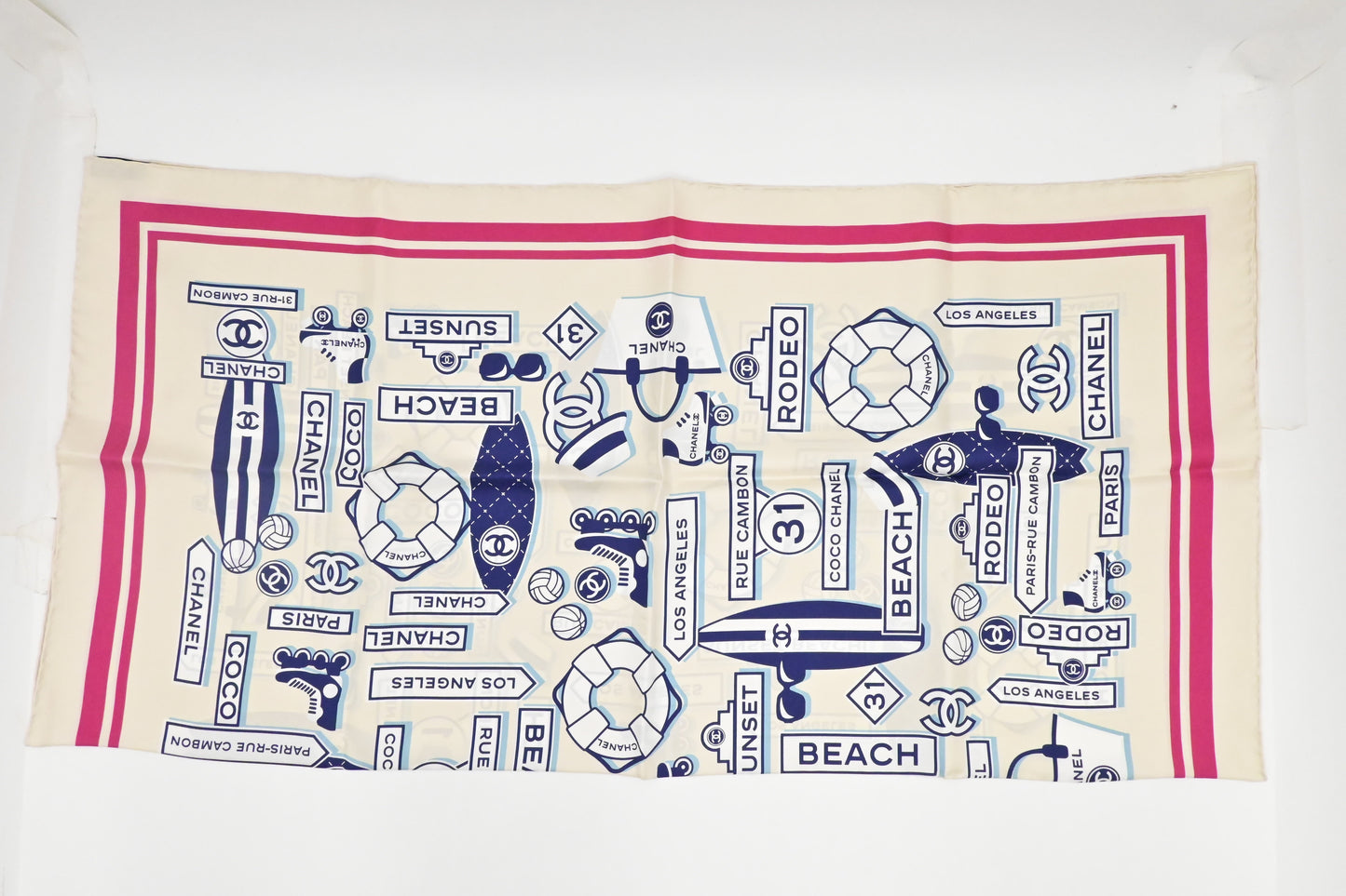 Chanel Beach Logo Scarf Silk