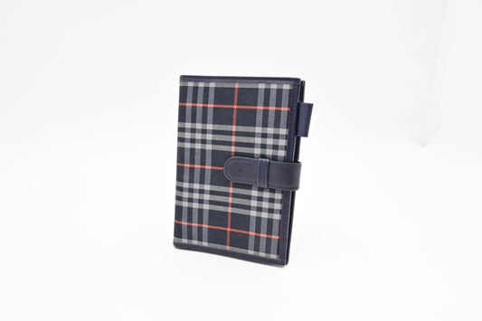 Burberry Agenda In Check Handbag Canvas Navy Travel Bag