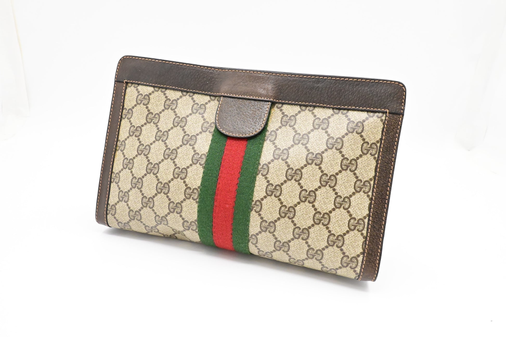Gucci Accessory Collection Clutch In Supreme Canvas Brown Clutch Bag