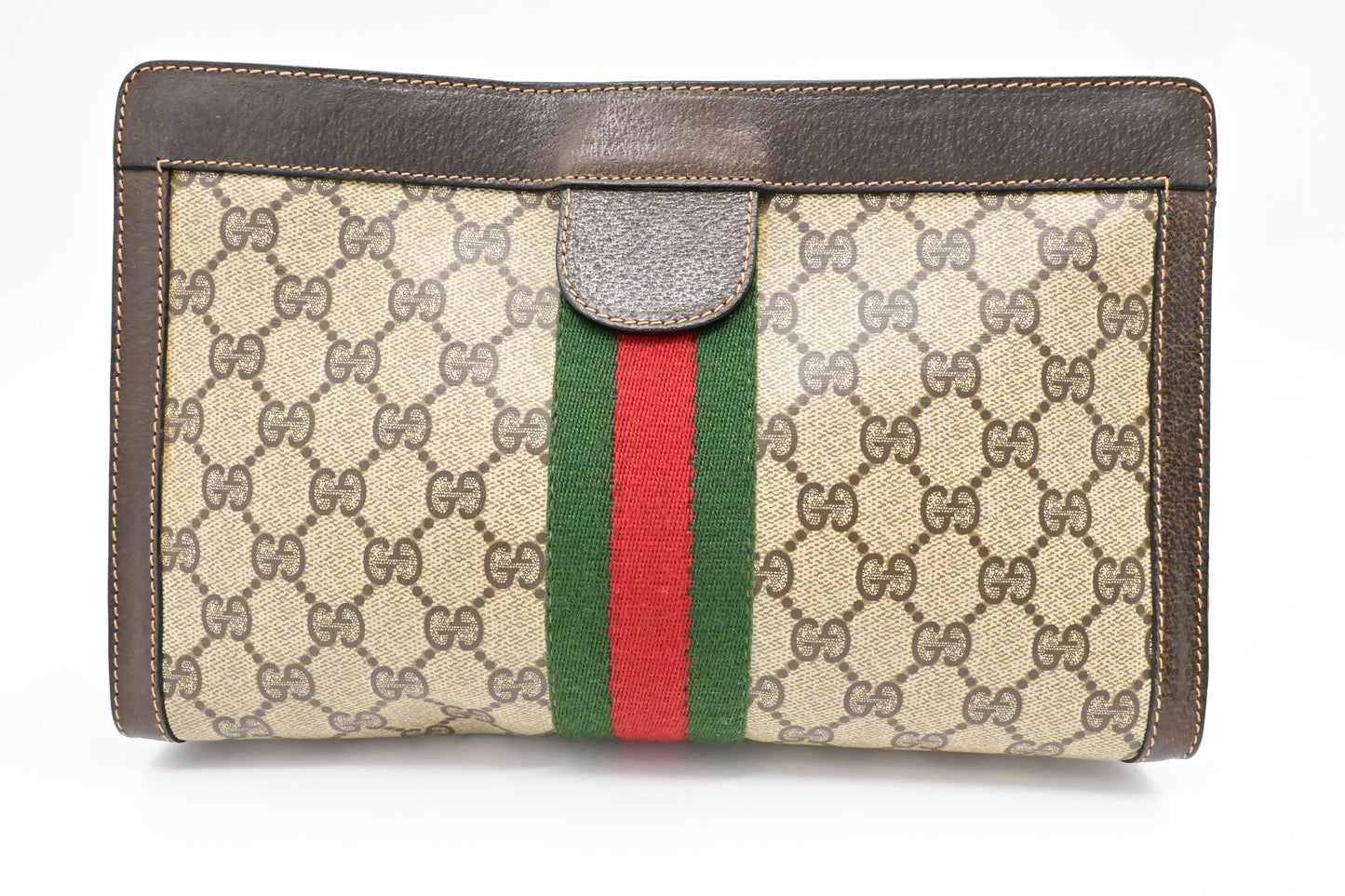 Gucci Accessory Collection Clutch In Supreme Canvas Brown Clutch Bag