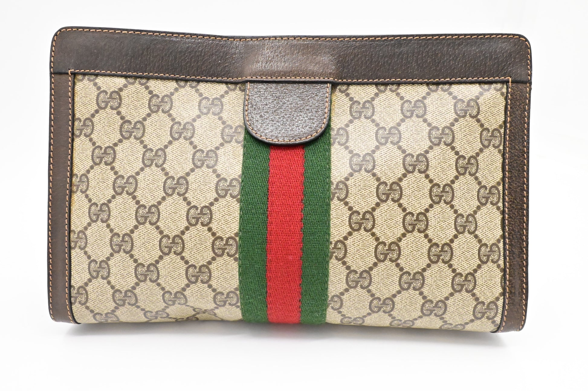 Gucci Accessory Collection Clutch In Supreme Canvas Brown Clutch Bag