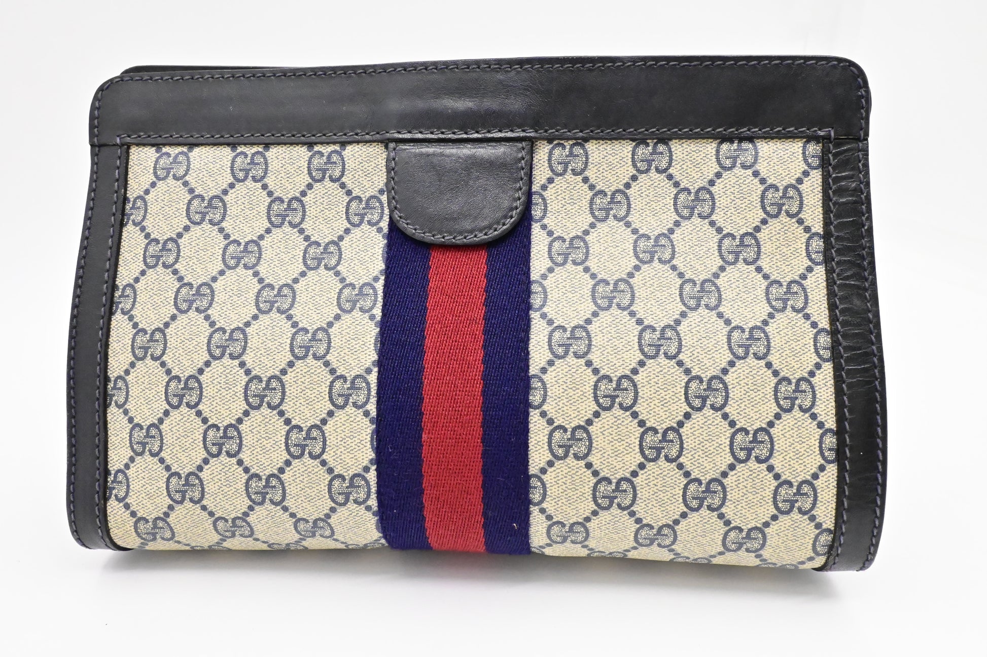 Gucci 'Accessory Collection' GG Supreme Canvas Navy Clutch Bag