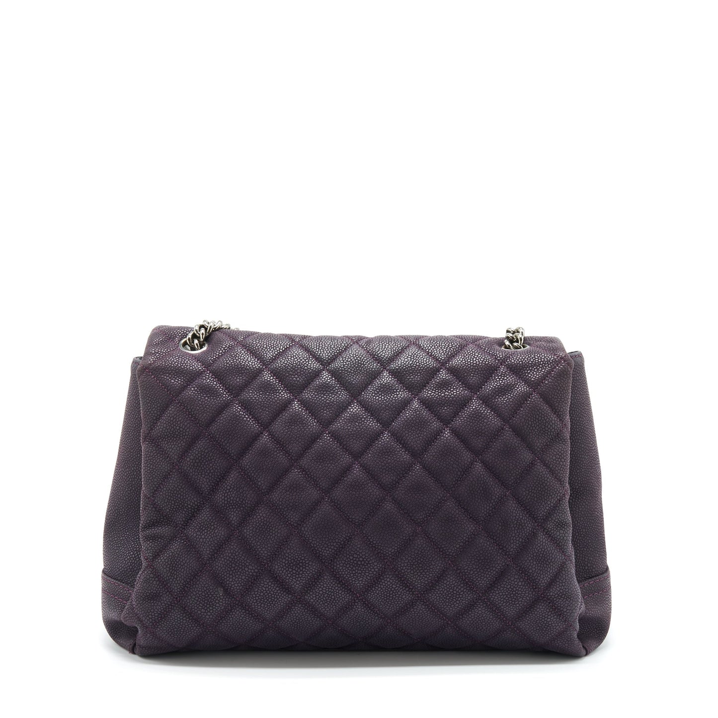 Chanel Flap Grained Calfskin Dark Purple SHW Tote Bag