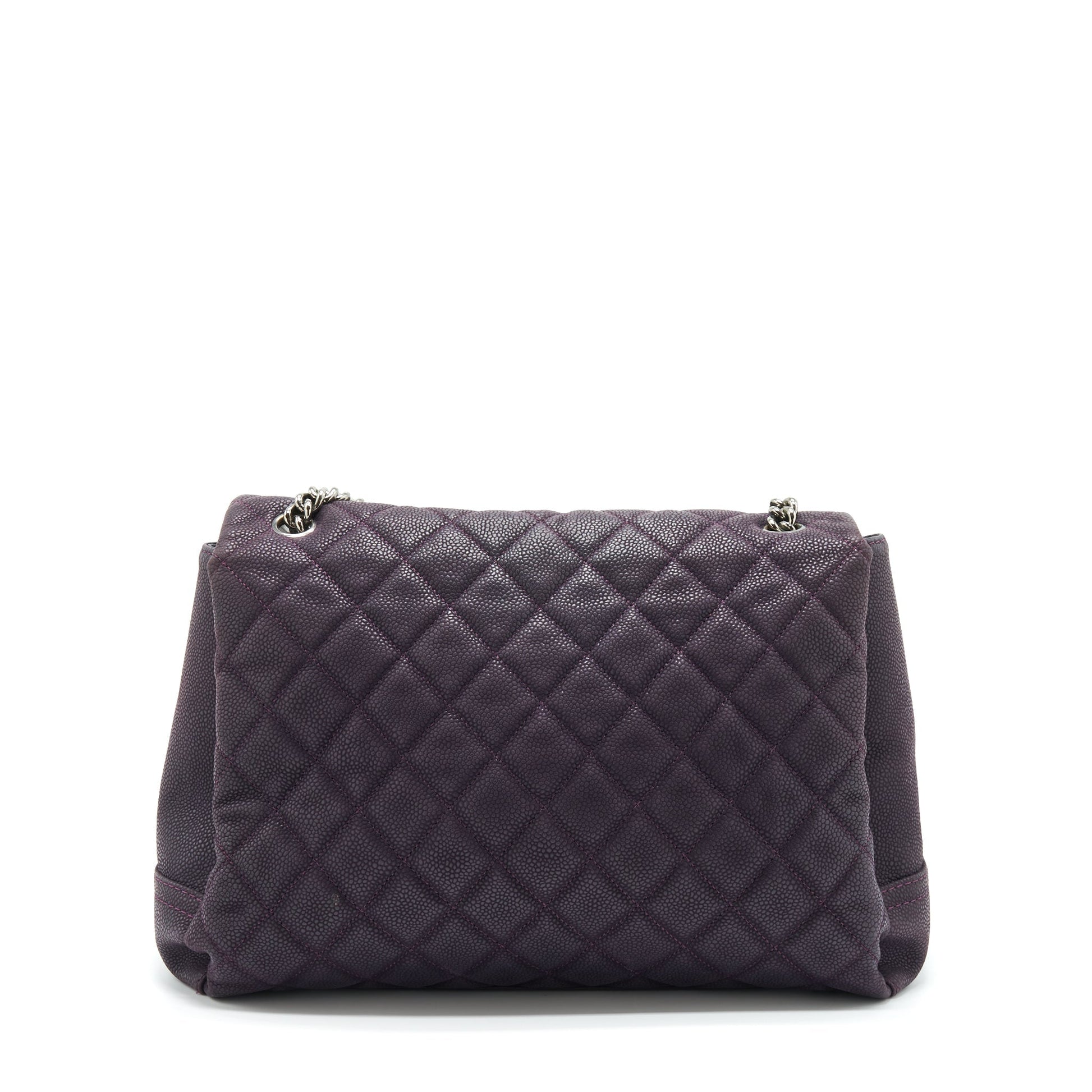 Chanel Flap Grained Calfskin Dark Purple SHW Tote Bag