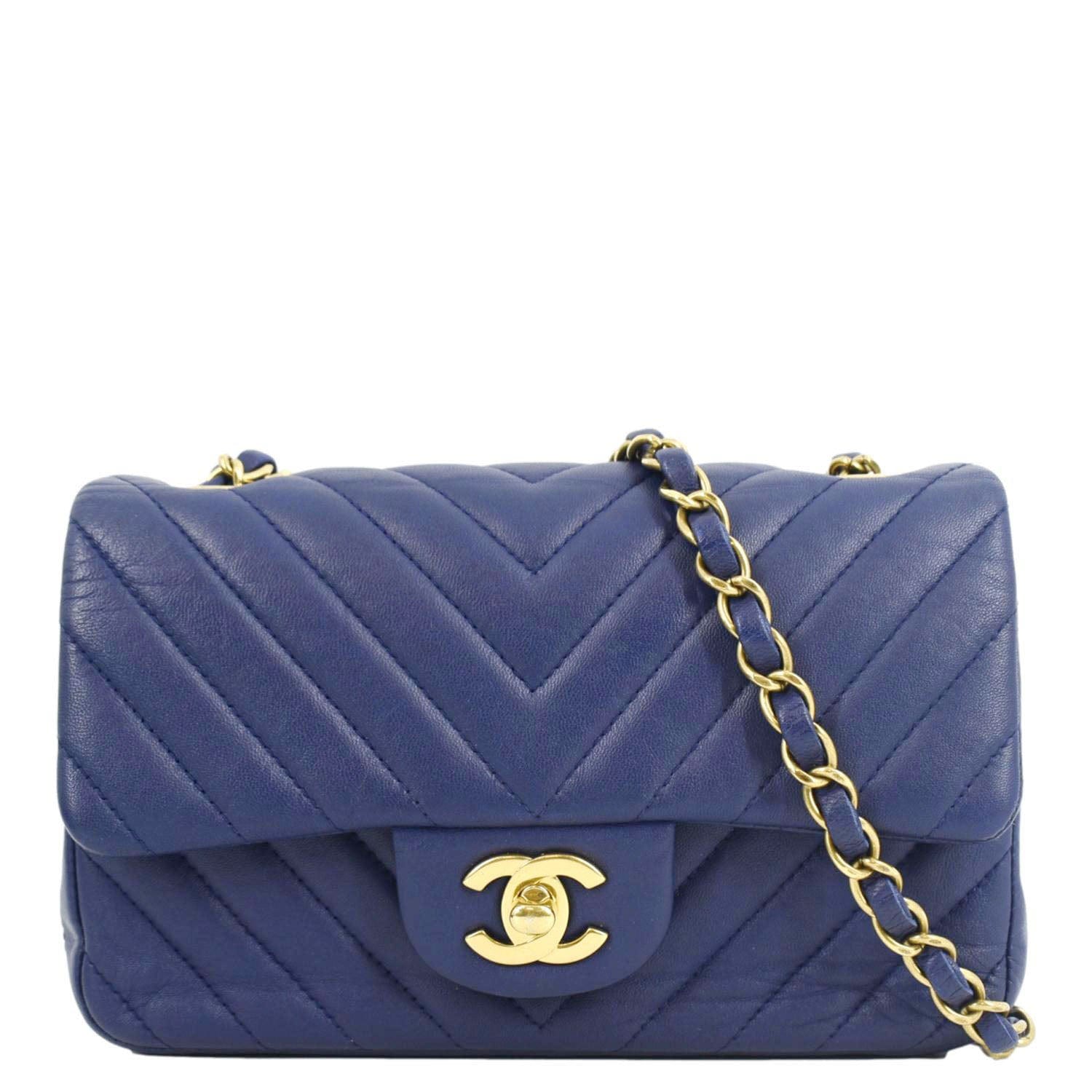 Chanel CC Rectangular Flap Chevron Purple Leather Travel Bag