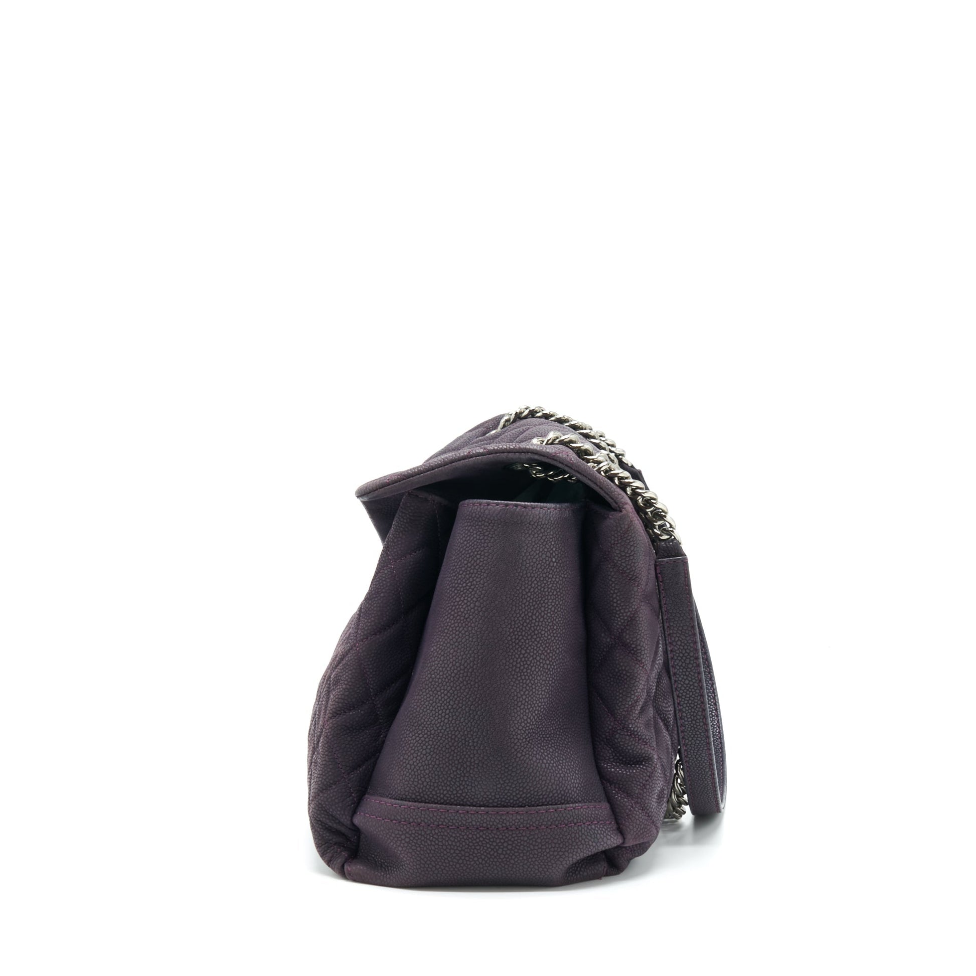 Chanel Flap Grained Calfskin Dark Purple SHW Tote Bag