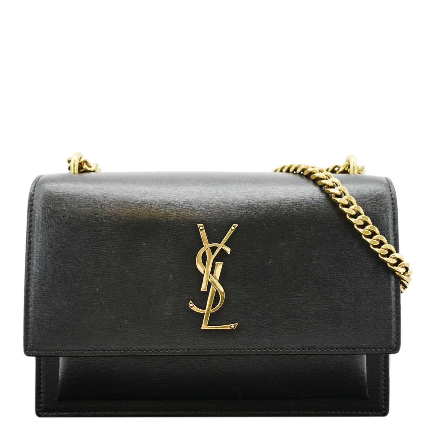 YSL Saint Laurent Yves Sunset Shoulder Bag Leather Monogram Black Laurent Sunset Chain