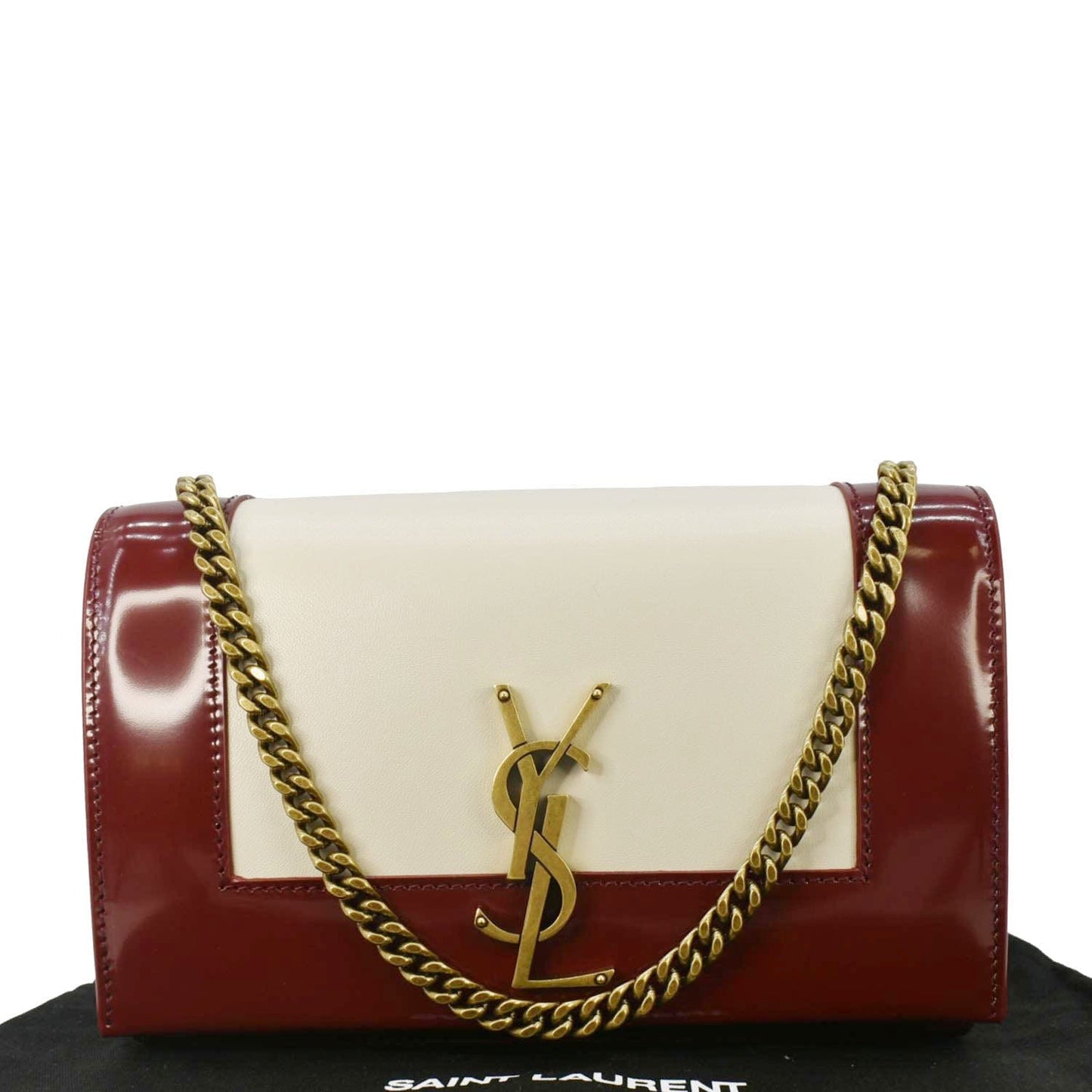 YSL Saint Laurent Yves Kate Shoulder Bag Burgundy Leather Small Chain