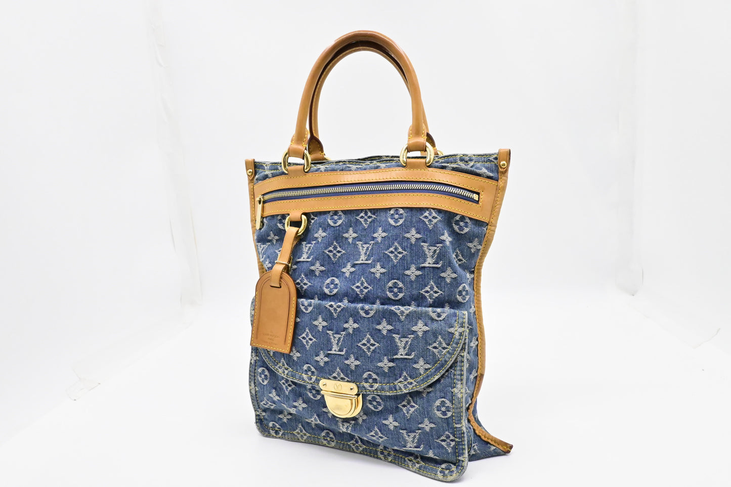 Louis Vuitton Sac Plat Denim Monogram Handbag