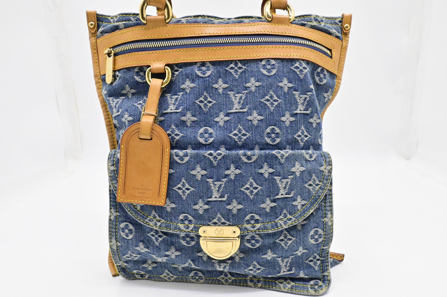 Louis Vuitton Sac Plat Denim Monogram Handbag