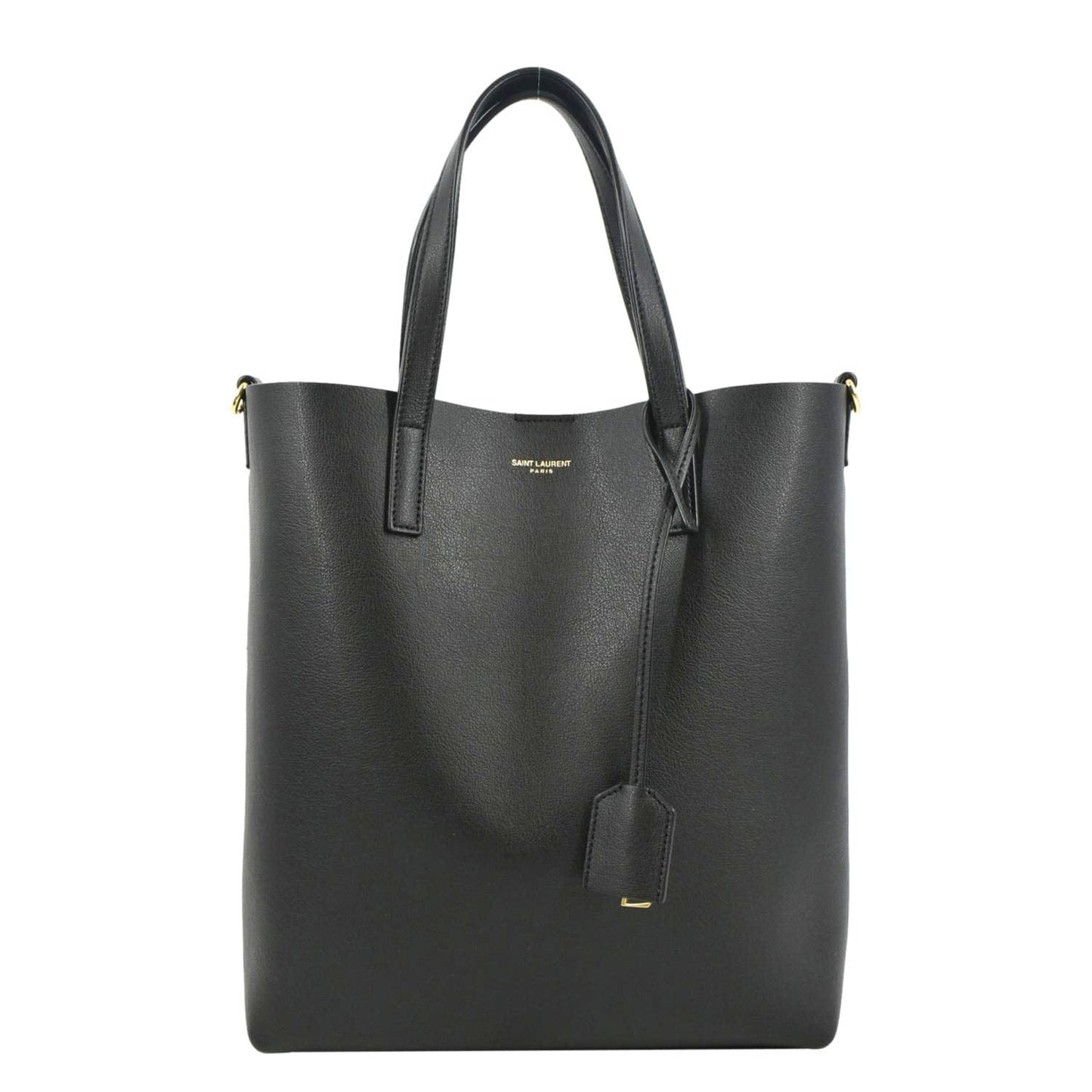 YSL Saint Laurent Yves Supple Shopping Tote Bag Leather Black Toy Shoulder Bag