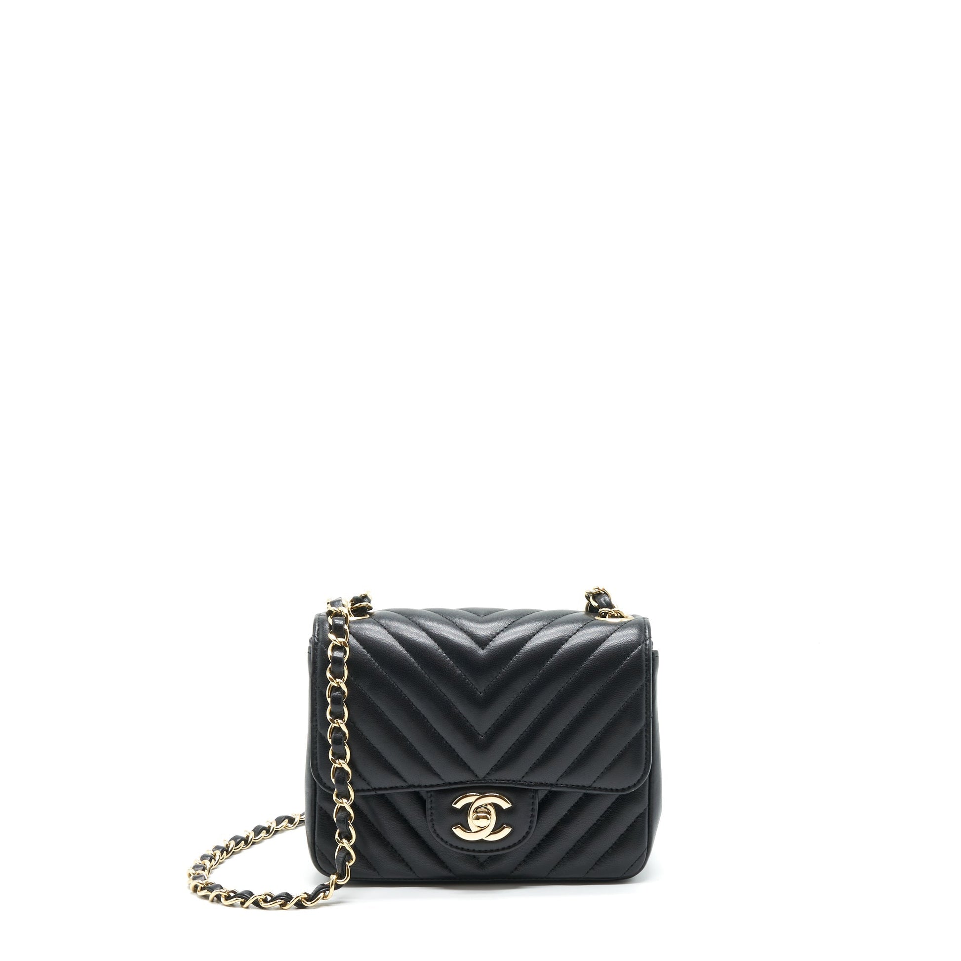 Chanel Square Chevron Flap LGHW Black Shoulder Bag