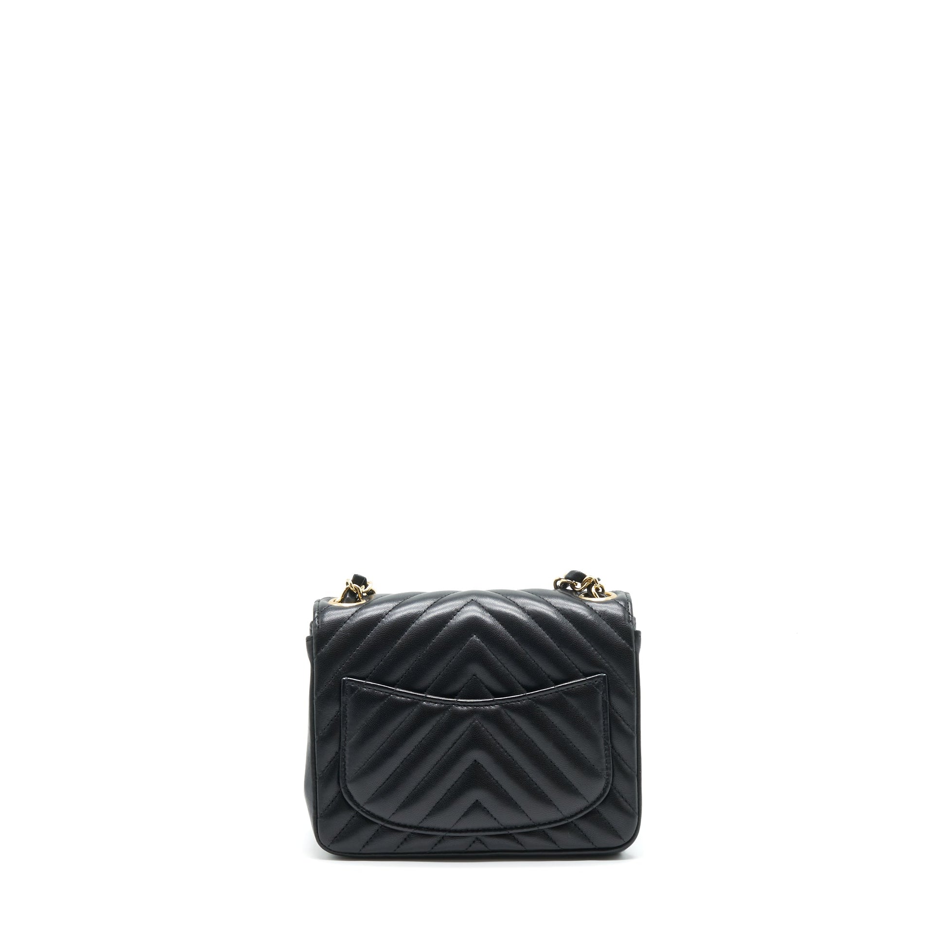 Chanel Square Chevron Flap LGHW Black Shoulder Bag