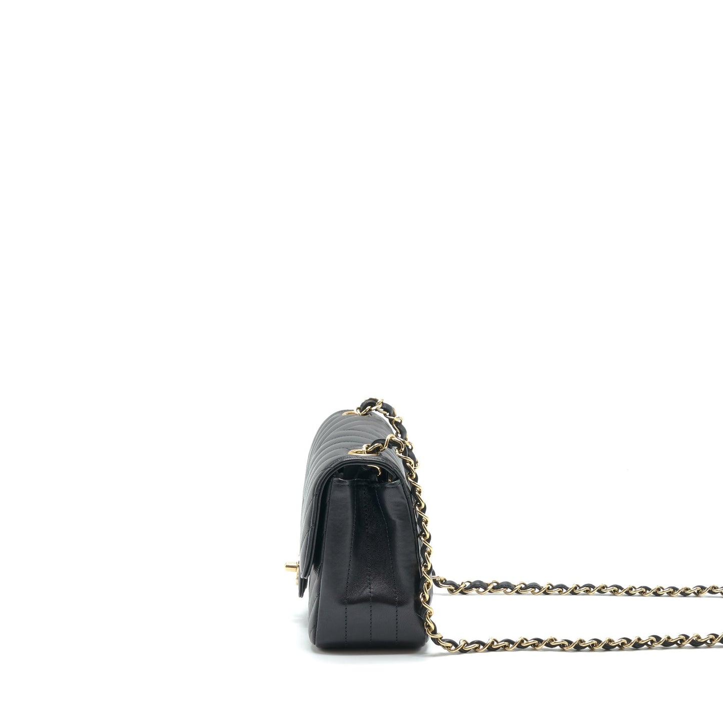 Chanel Square Chevron Flap LGHW Black Shoulder Bag