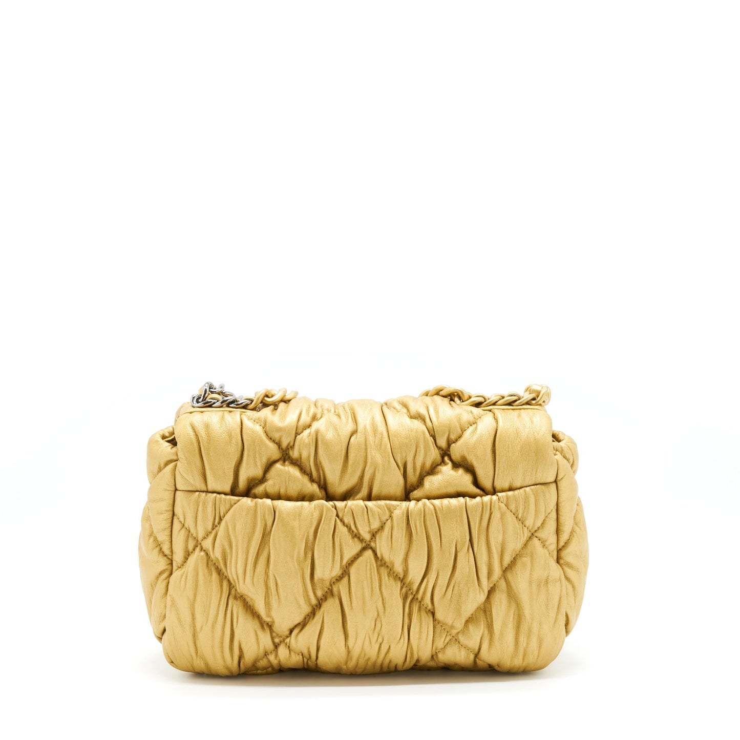 Chanel 19 Limited Edition Lambskin Hardware Microchip Gold Silver Small Handbag