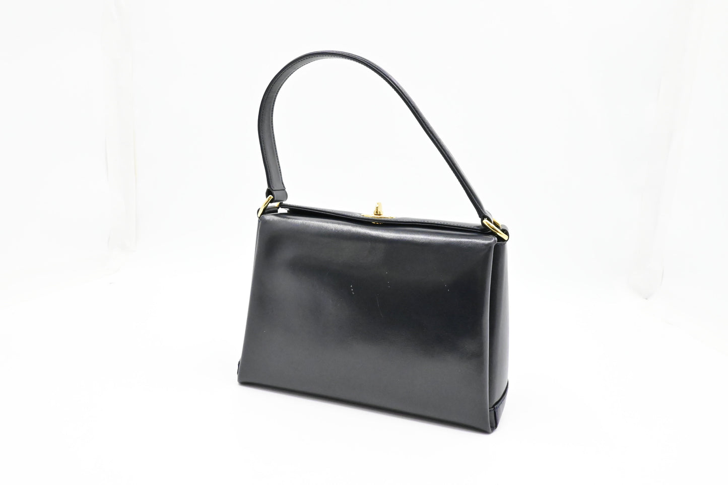 Gucci Handbag In Navy Leather Travel Bag