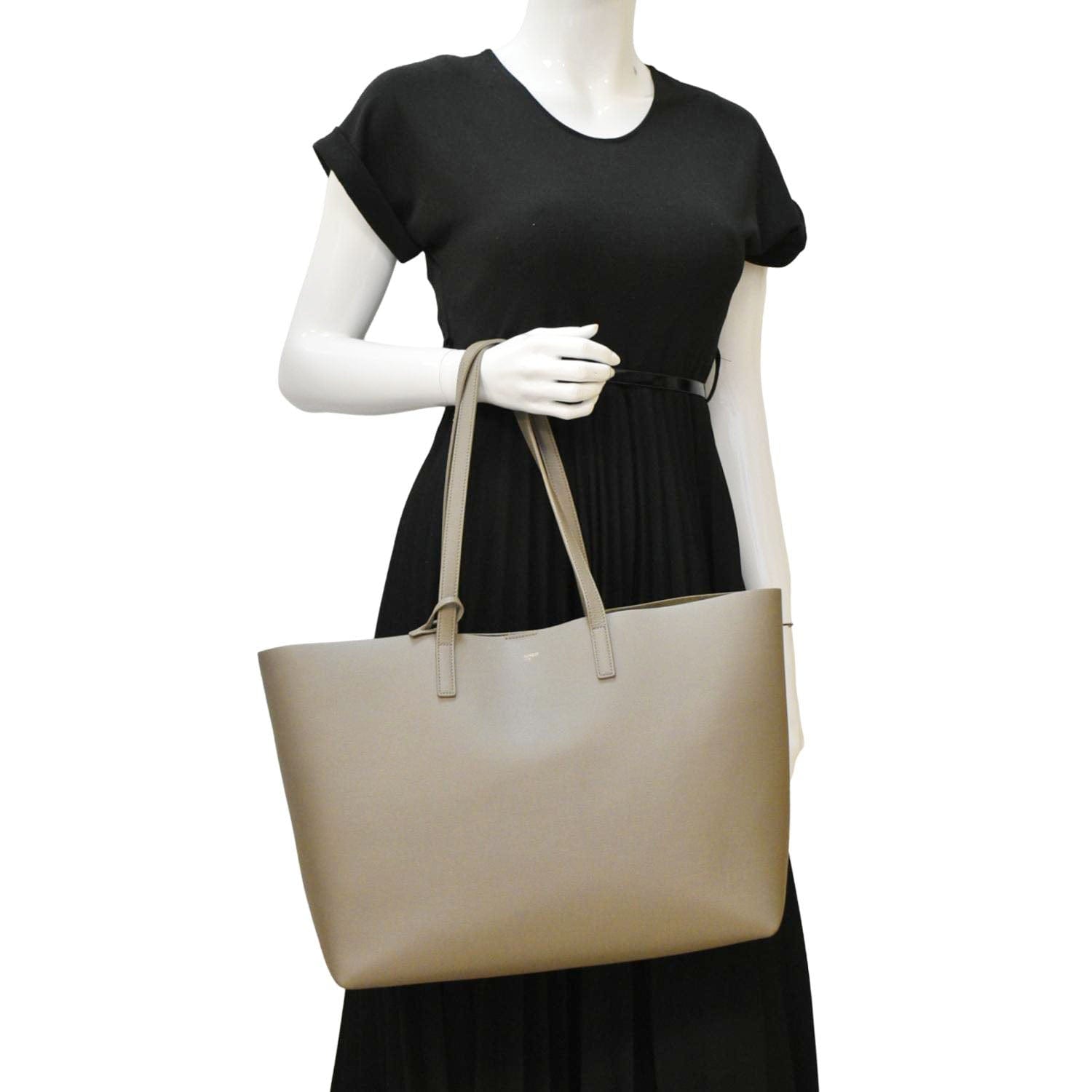 YSL Saint Laurent Yves Shopping Tote Bag Leather Gray