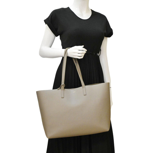 YSL Saint Laurent Yves Shopping Tote Bag Leather Gray