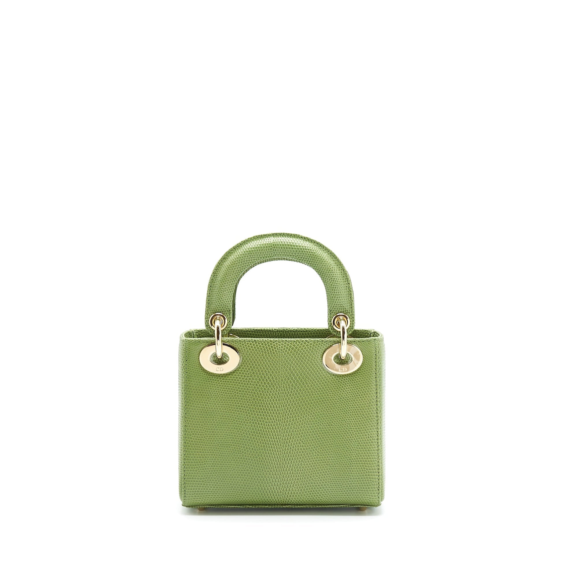 Dior Lady Lizard Light Handbag Green Mini Travel Bag