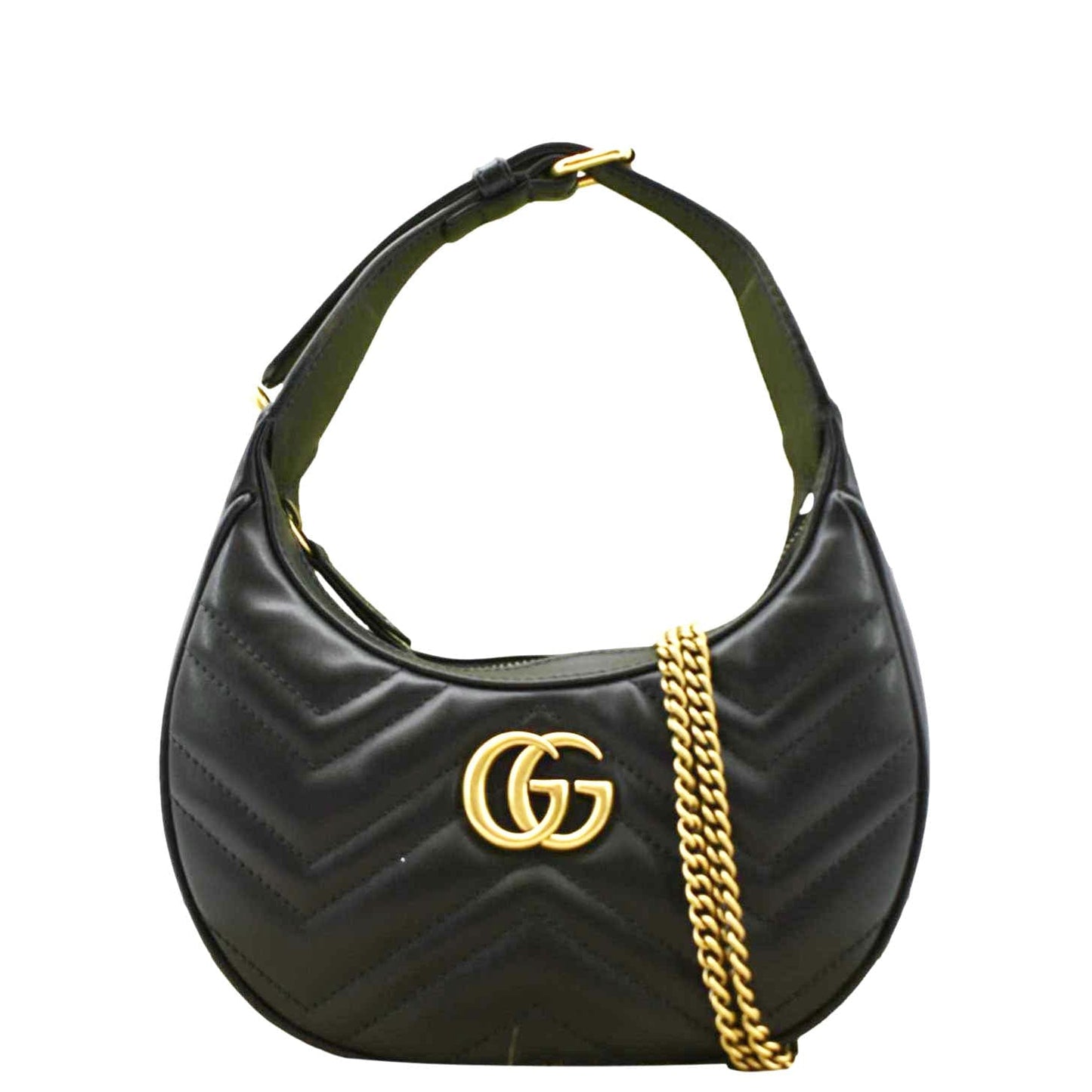 Gucci Marmont Half Moon Shoulder Bag Leather Black