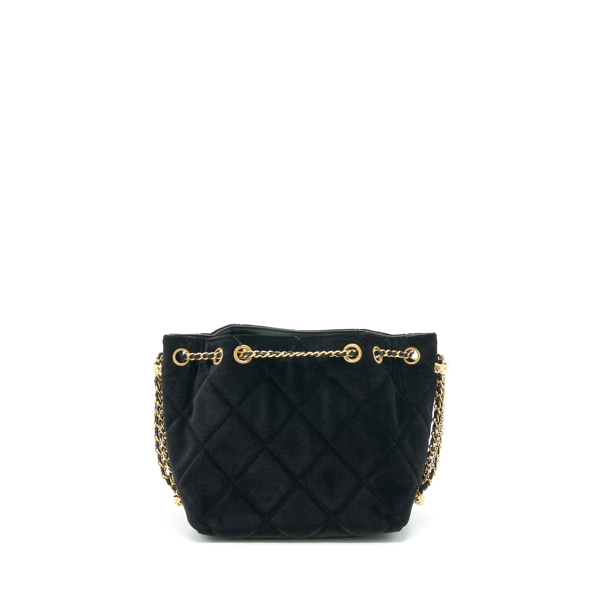 Chanel Bucket Velvet GHW Black Bucket Bag